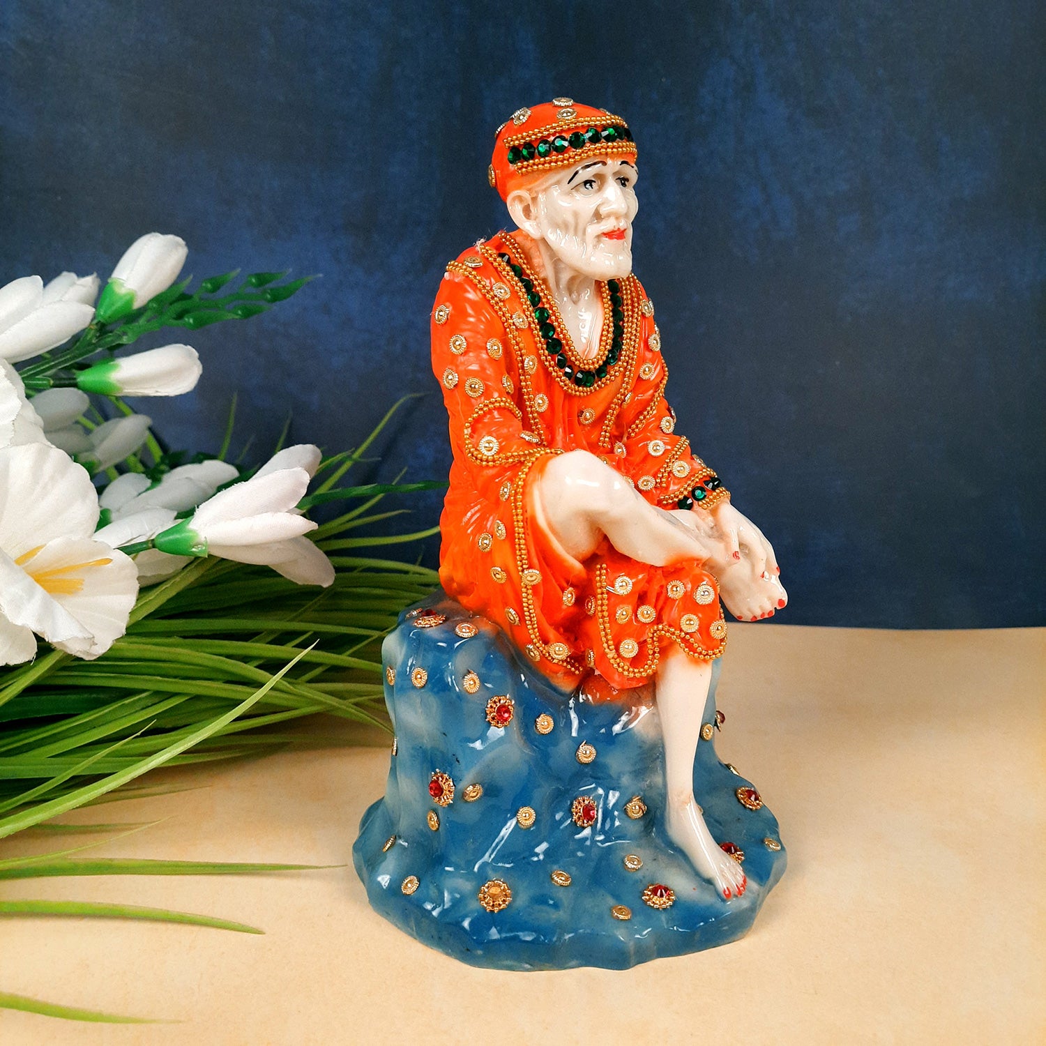 Sai Baba Murti | Shirdi Sai Baba Statue - For Home, Table Decor, Office & Gifts - 9 Inch - apkamart