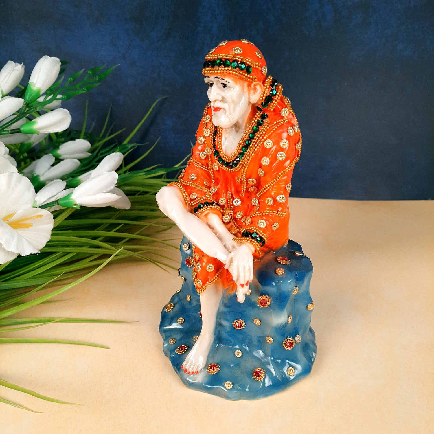 Sai Baba Murti | Shirdi Sai Baba Statue - For Home, Table Decor, Office & Gifts - 9 Inch - apkamart