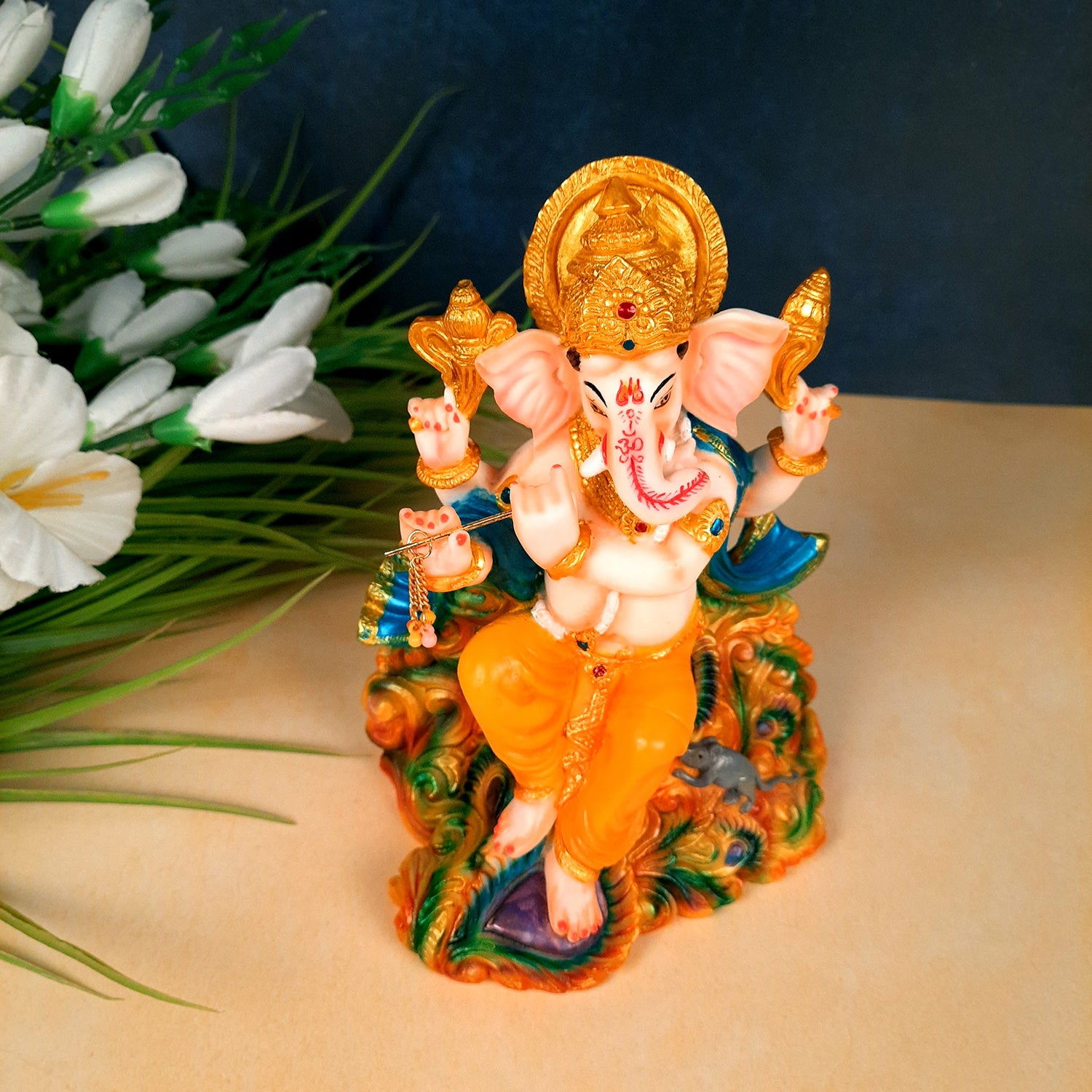 Ganesh Idol | Ganesha Statue - for Puja, Home & Table Decor | Ganpati Murti for Office Desk & Gifts - 8 Inch - Apkamart
