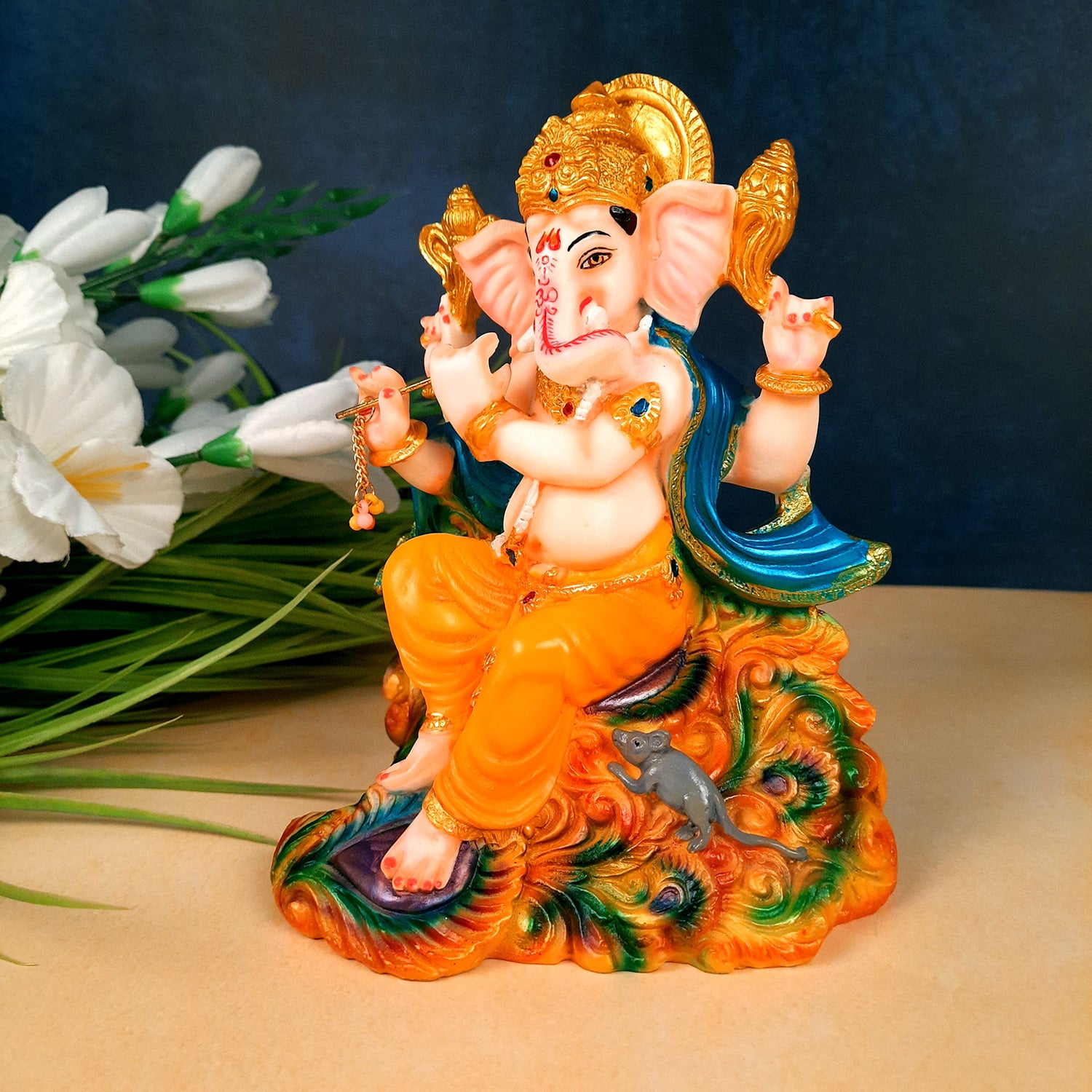 Ganesh Idol | Ganesha Statue - for Puja, Home & Table Decor | Ganpati Murti for Office Desk & Gifts - 8 Inch - Apkamart