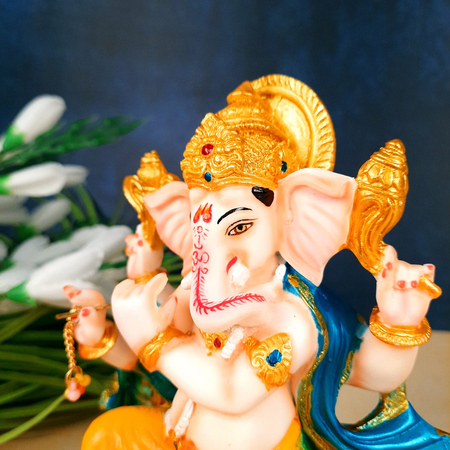 Ganesh Idol | Ganesha Statue - for Puja, Home & Table Decor | Ganpati Murti for Office Desk & Gifts - 8 Inch - Apkamart