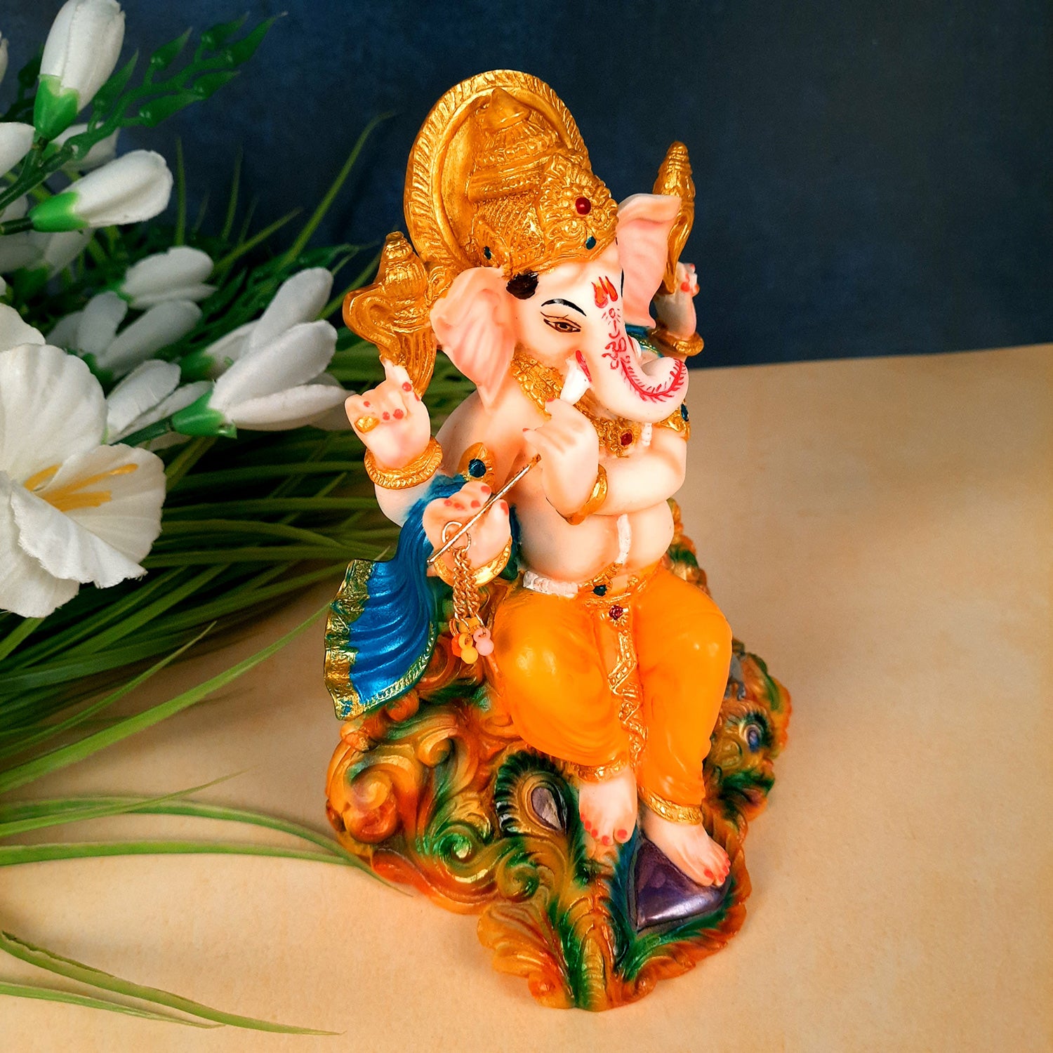 Ganesh Idol | Ganesha Statue - for Puja, Home & Table Decor | Ganpati Murti for Office Desk & Gifts - 8 Inch - Apkamart