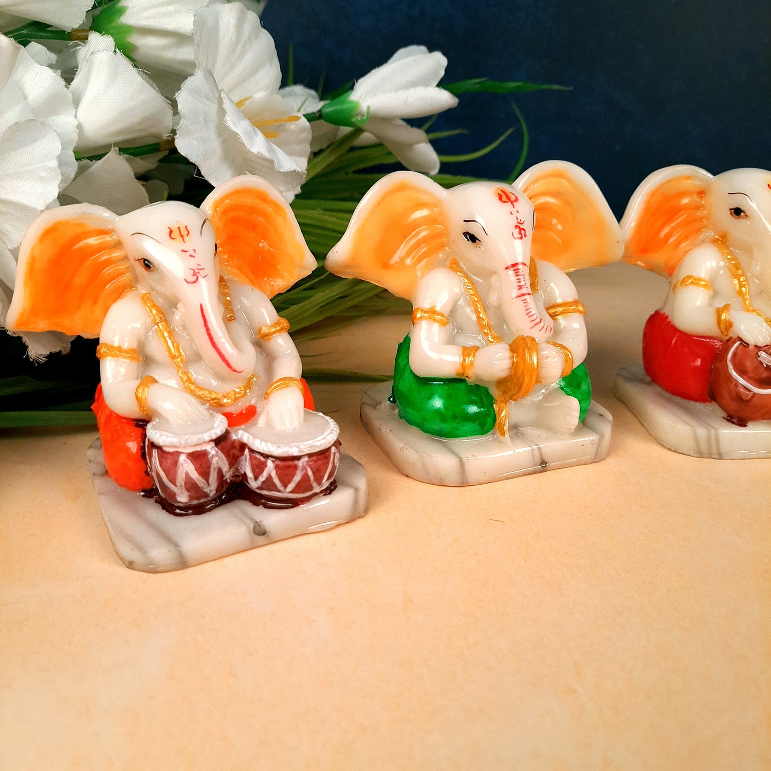 Ganesh Idol | Ganesha Statue - for Pooja, Home & Table Decor | Ganpati Murti for Office Desk, Car Dashboard - 4 Inch (Set of 5) - apkamart