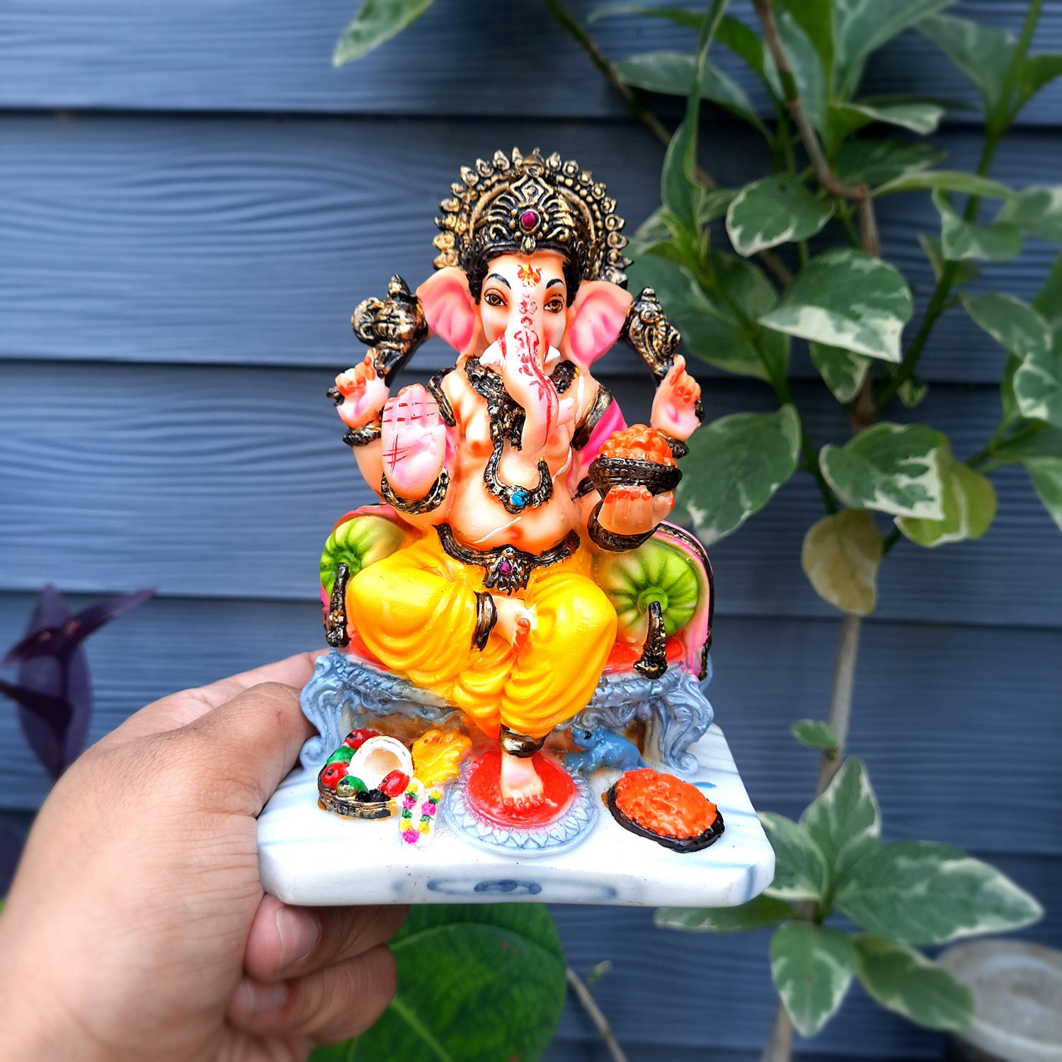 Ganesh Idol | Ganesha Statue - for Puja, Home & Table Decor | Housewarming, Diwali & Festival Gift - 6 Inch - apkamart
