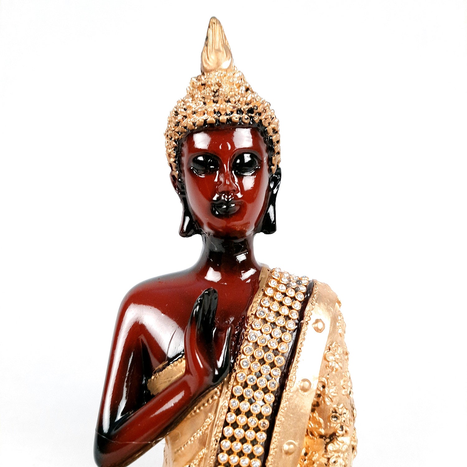 Buddha Statue with Rustic Look | Lord Gautam Buddha Showpiece in blessing Pose - For Living room, Home, Table, Office Decor & Gift - 8 Inch - apkamart