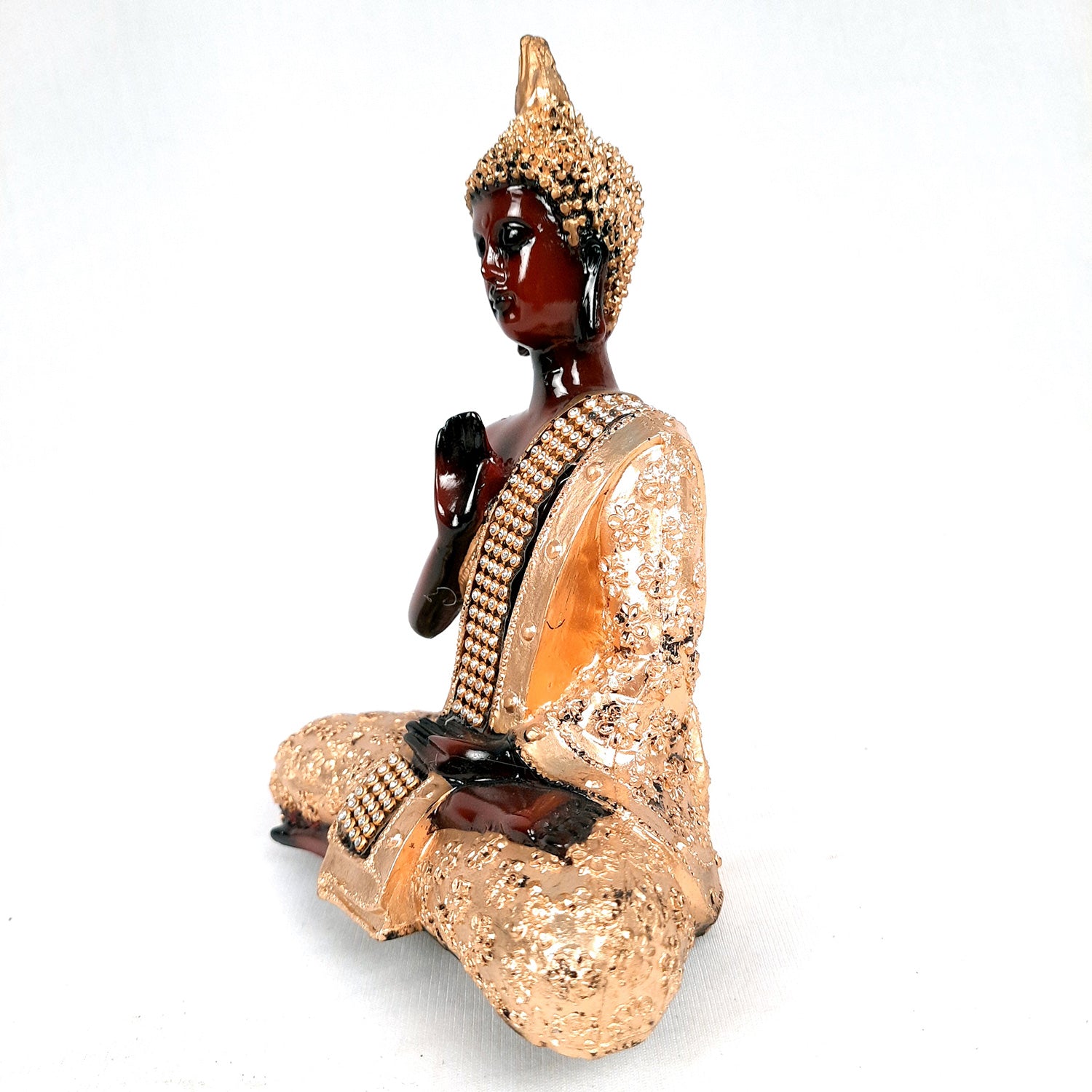 Buddha Statue with Rustic Look | Lord Gautam Buddha Showpiece in blessing Pose - For Living room, Home, Table, Office Decor & Gift - 8 Inch - apkamart