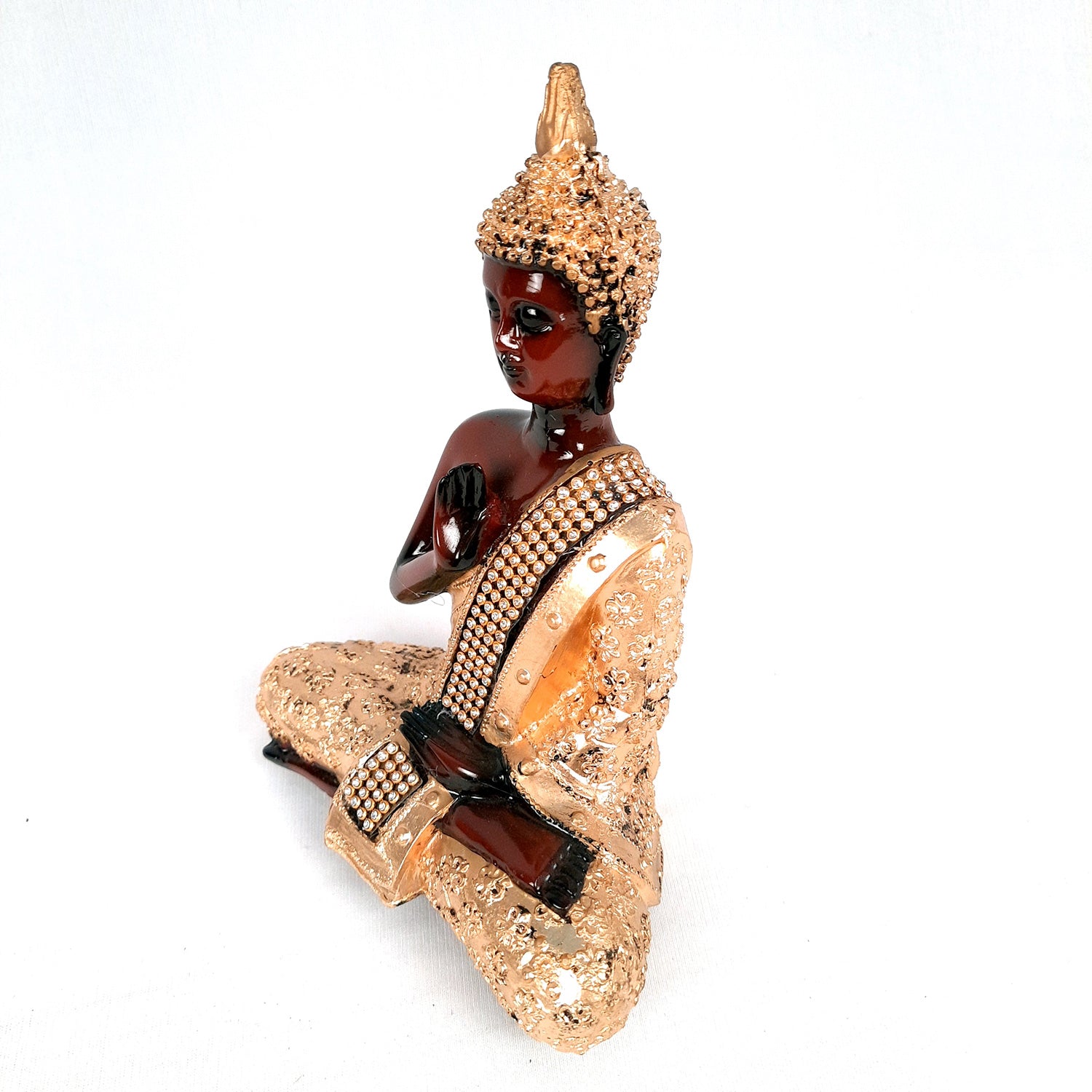 Buddha Statue with Rustic Look | Lord Gautam Buddha Showpiece in blessing Pose - For Living room, Home, Table, Office Decor & Gift - 8 Inch - apkamart