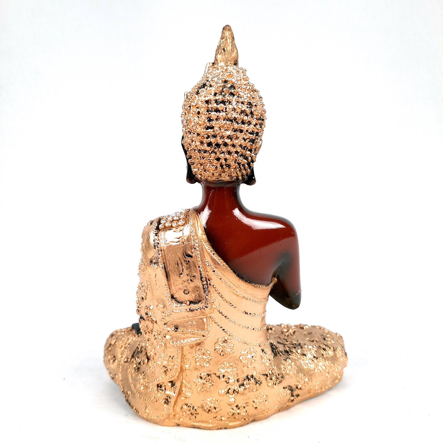 Buddha Statue with Rustic Look | Lord Gautam Buddha Showpiece in blessing Pose - For Living room, Home, Table, Office Decor & Gift - 8 Inch - apkamart