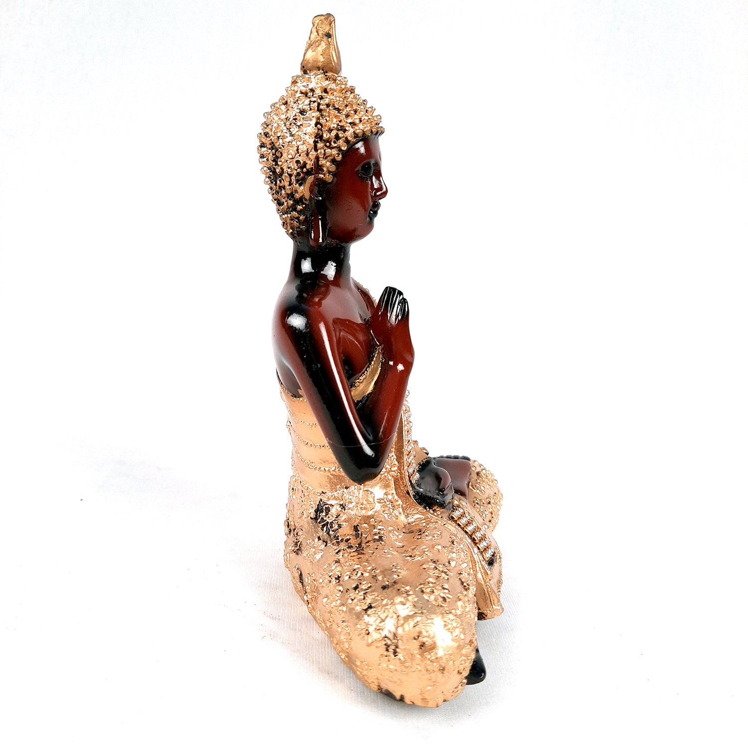 Buddha Statue with Rustic Look | Lord Gautam Buddha Showpiece in blessing Pose - For Living room, Home, Table, Office Decor & Gift - 8 Inch - apkamart