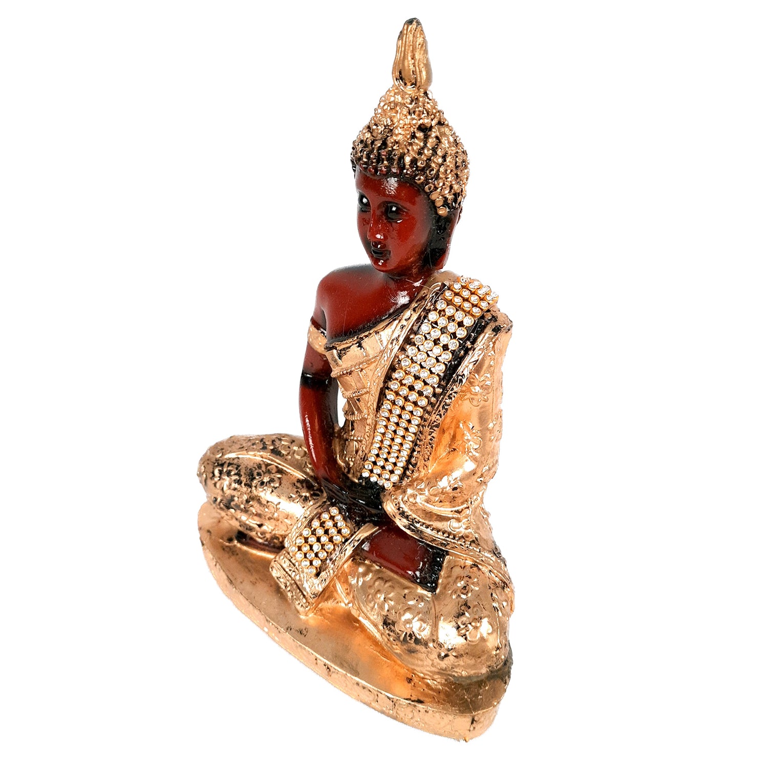 Buddha Statue with Rustic Look | Lord Gautam Buddha Showpiece in Meditation Pose - For Living room, Home, Table, Office Decor & Gift - 8 Inch - apkamart