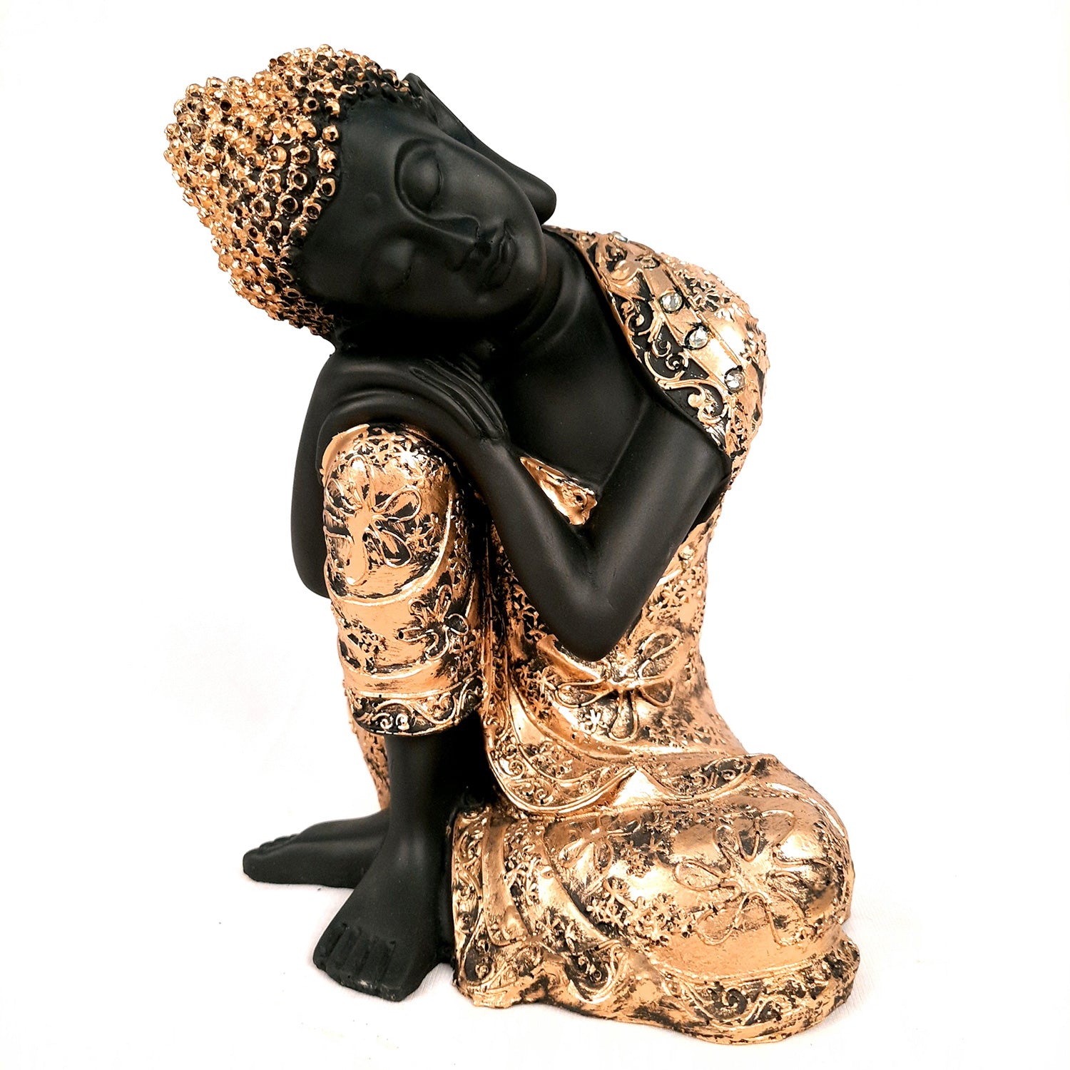 Buddha Statue with Rustic Look | Lord Gautam Buddha Showpiece in Relaxing Pose - For Living room, Home, Table, Office Decor & Gift- 9 Inch - apkamart