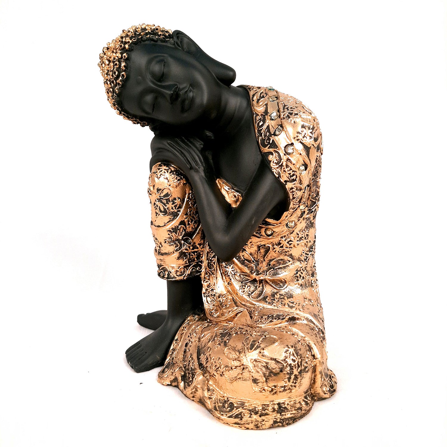 Buddha Statue with Rustic Look | Lord Gautam Buddha Showpiece in Relaxing Pose - For Living room, Home, Table, Office Decor & Gift- 9 Inch - apkamart