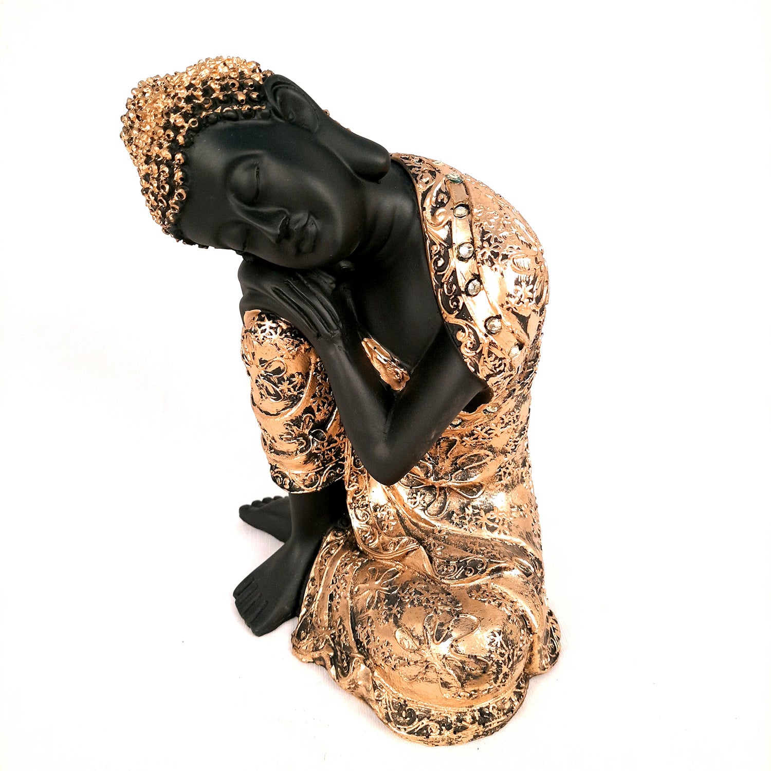 Buddha Statue with Rustic Look | Lord Gautam Buddha Showpiece in Relaxing Pose - For Living room, Home, Table, Office Decor & Gift- 9 Inch - apkamart