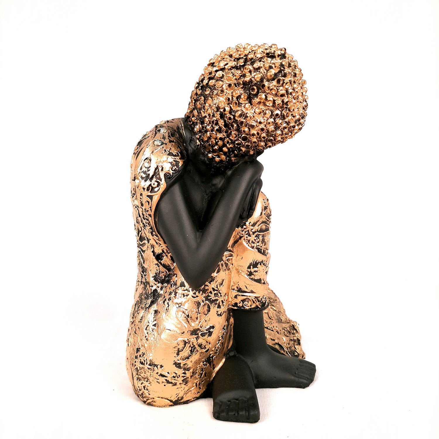 Buddha Statue with Rustic Look | Lord Gautam Buddha Showpiece in Relaxing Pose - For Living room, Home, Table, Office Decor & Gift- 9 Inch - apkamart