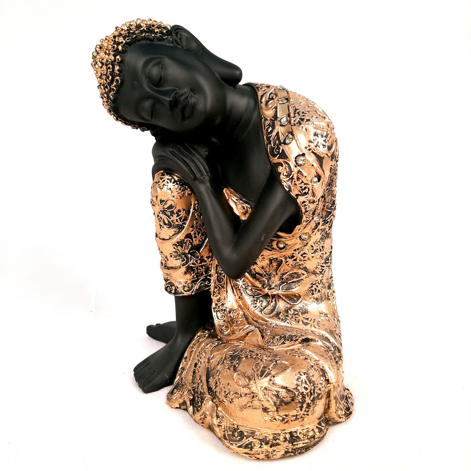 Buddha Statue with Rustic Look | Lord Gautam Buddha Showpiece in Relaxing Pose - For Living room, Home, Table, Office Decor & Gift- 9 Inch - apkamart