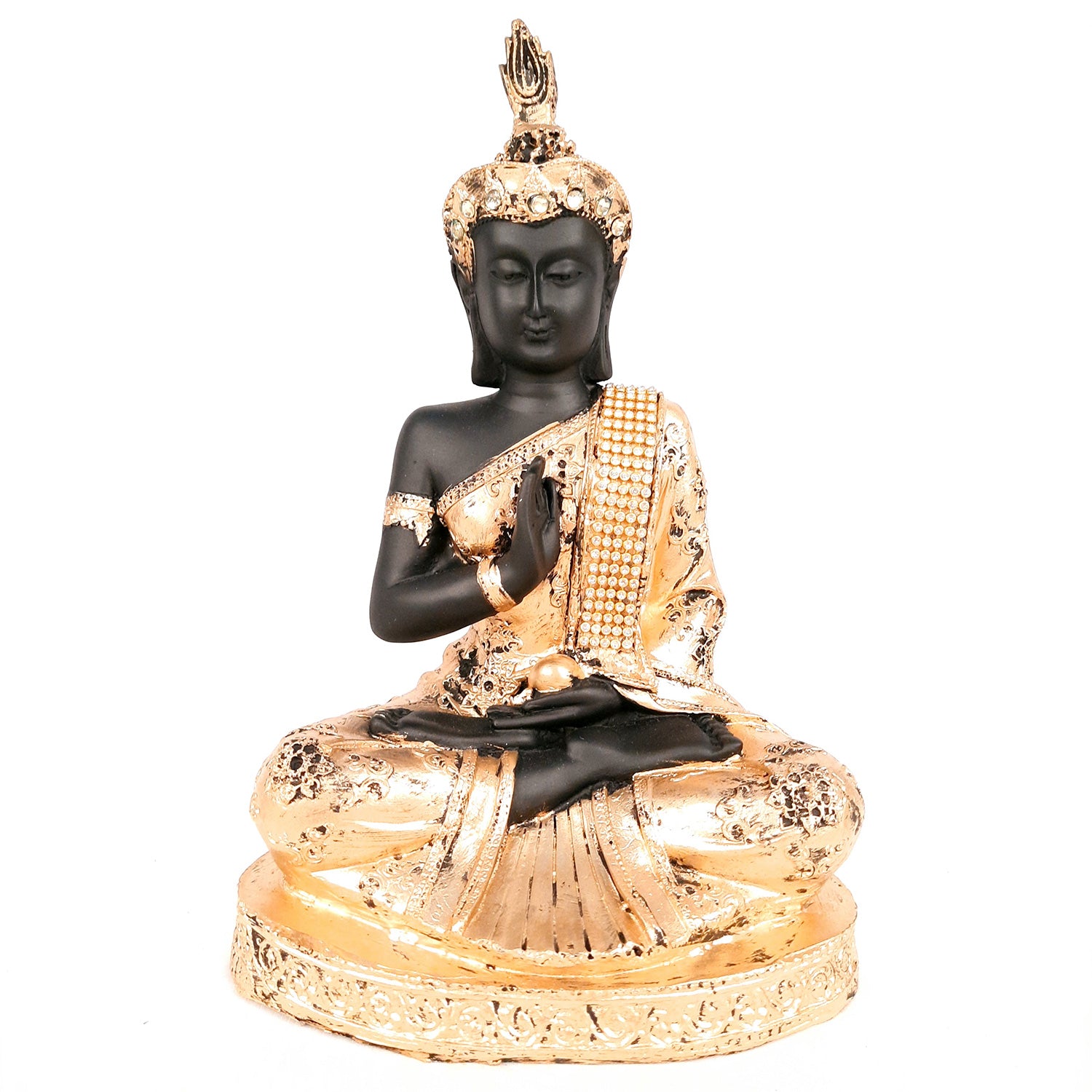 Buddha Statue with Rustic Look | Lord Gautam Buddha Showpiece in Meditation Design - For Living room, Home, Table, Office Decor & Gift - 10 Inch - apkamart