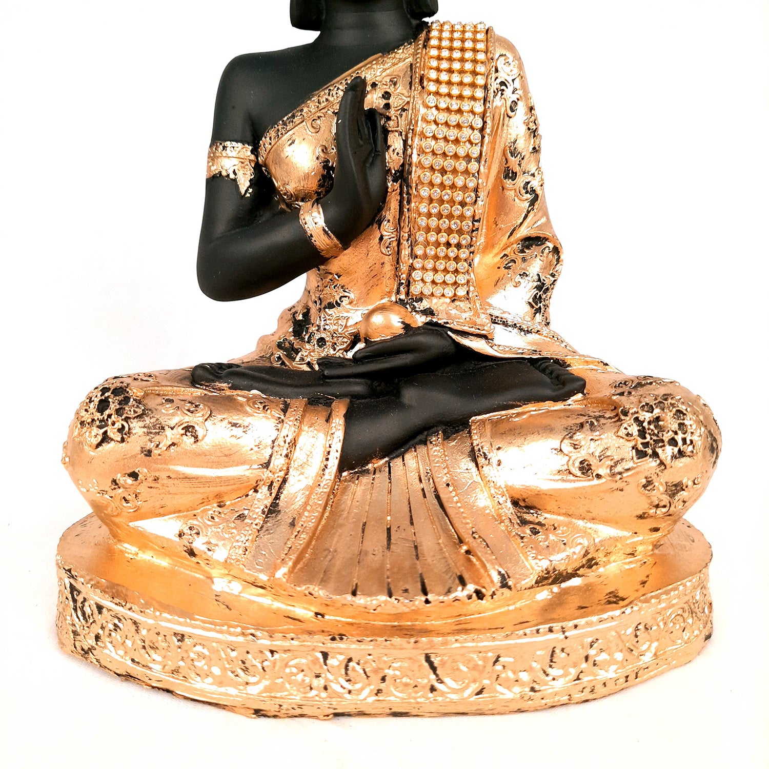 Buddha Statue with Rustic Look | Lord Gautam Buddha Showpiece in Meditation Design - For Living room, Home, Table, Office Decor & Gift - 10 Inch - apkamart