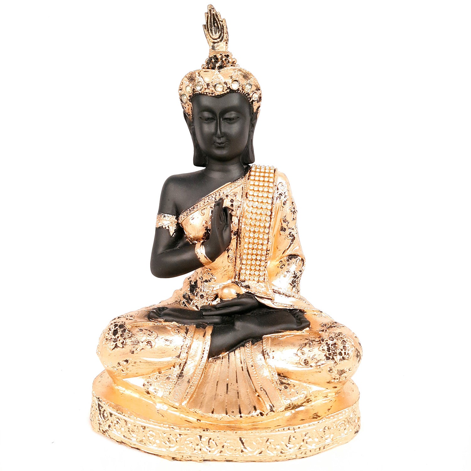 Buddha Statue with Rustic Look | Lord Gautam Buddha Showpiece in Meditation Design - For Living room, Home, Table, Office Decor & Gift - 10 Inch - apkamart
