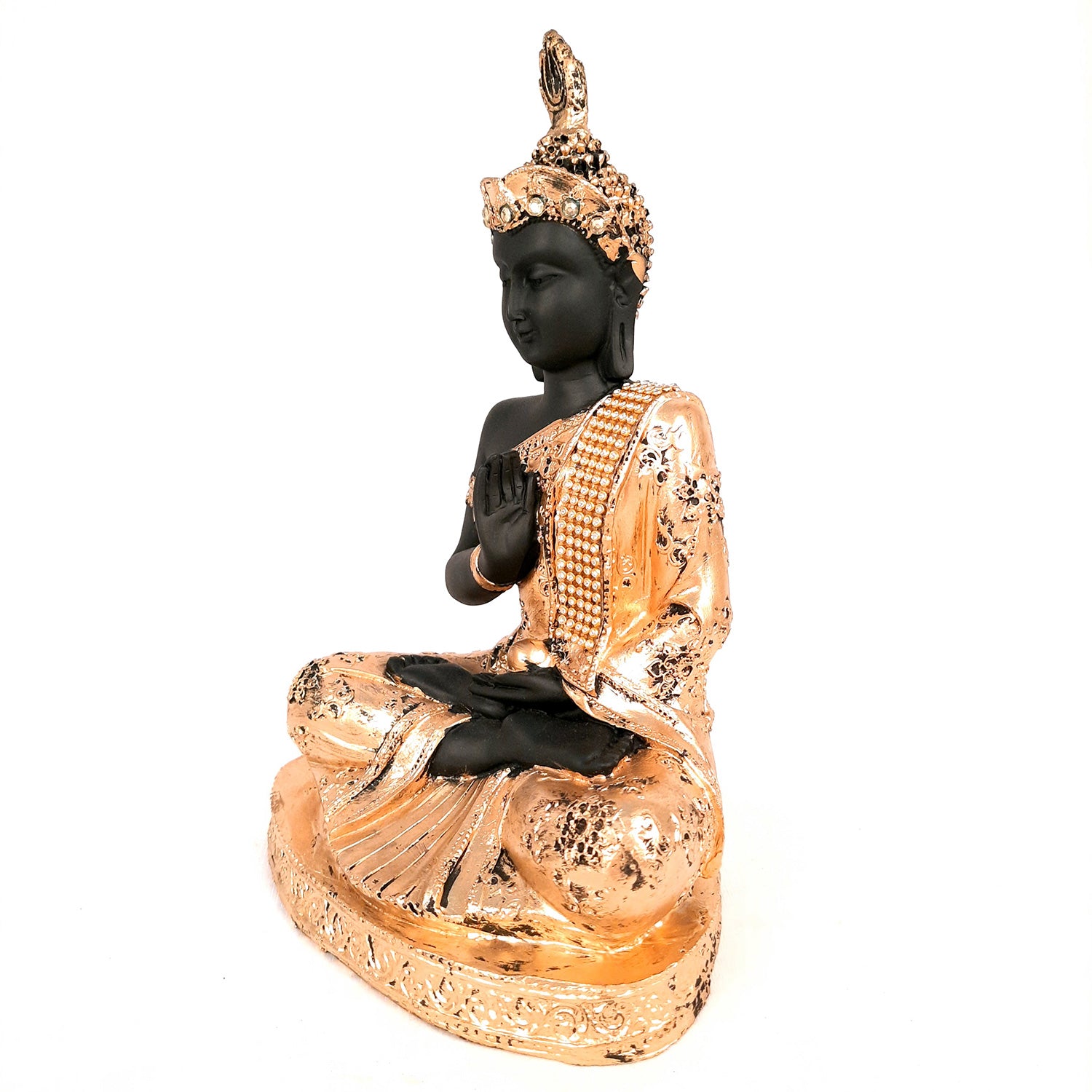 Buddha Statue with Rustic Look | Lord Gautam Buddha Showpiece in Meditation Design - For Living room, Home, Table, Office Decor & Gift - 10 Inch - apkamart