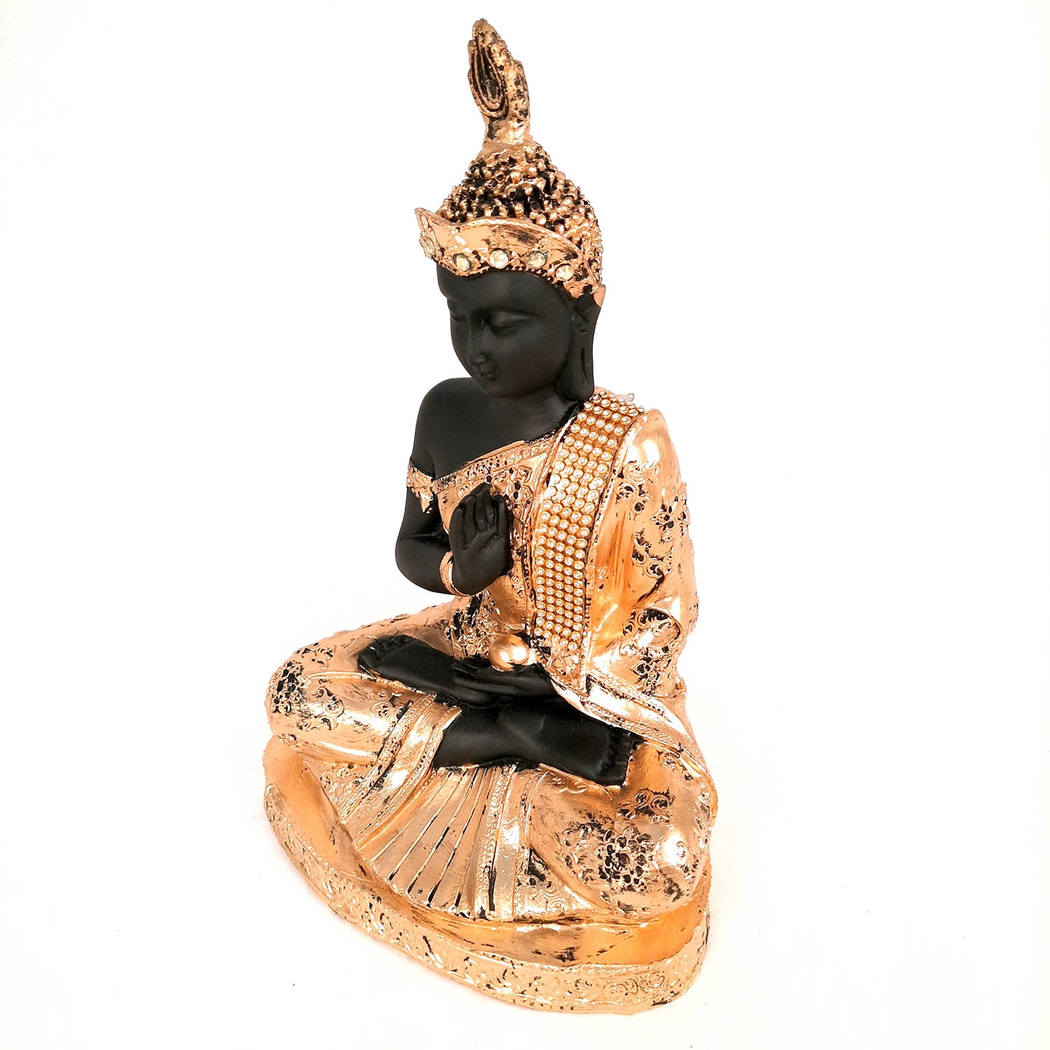 Buddha Statue with Rustic Look | Lord Gautam Buddha Showpiece in Meditation Design - For Living room, Home, Table, Office Decor & Gift - 10 Inch - apkamart