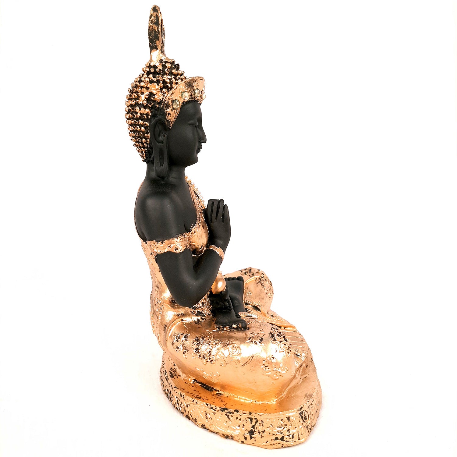 Buddha Statue with Rustic Look | Lord Gautam Buddha Showpiece in Meditation Design - For Living room, Home, Table, Office Decor & Gift - 10 Inch - apkamart