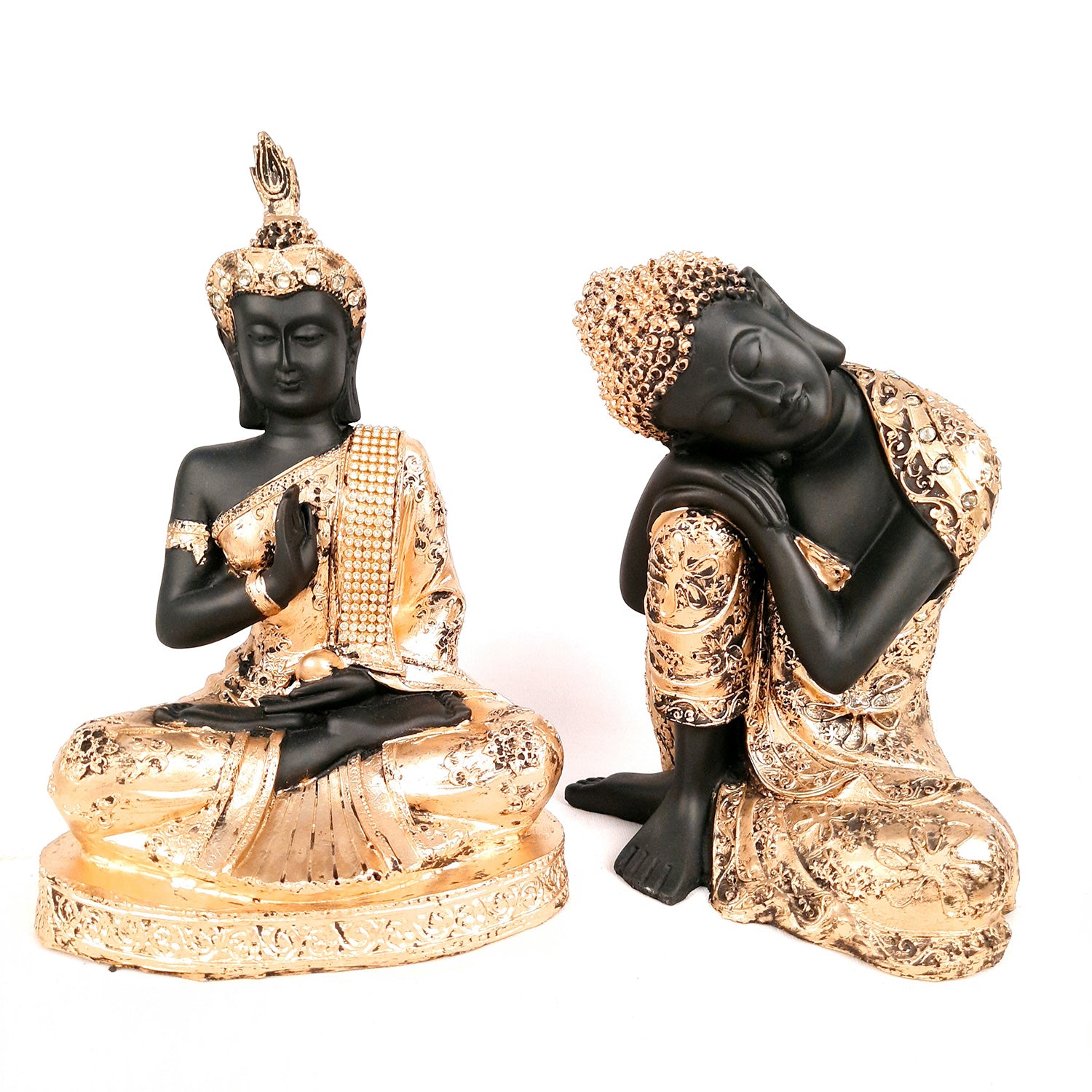 Buddha Home Decor - for Peace & Wealth - 10 Inch Set of 2- Apkamart