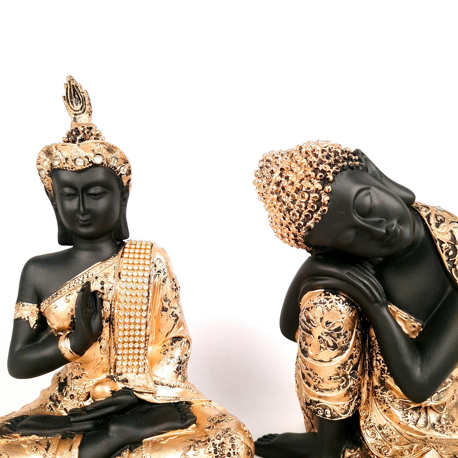 Buddha Home Decor - for Peace & Wealth - 10 Inch Set of 2- Apkamart