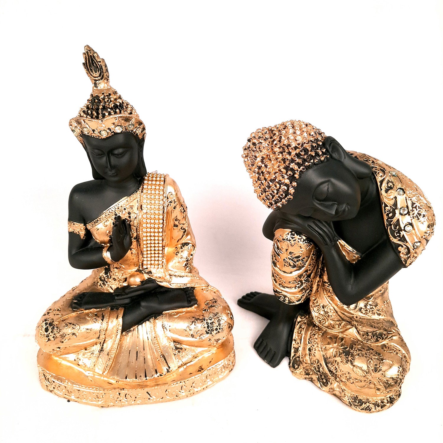 Buddha Home Decor - for Peace & Wealth - 10 Inch Set of 2- Apkamart