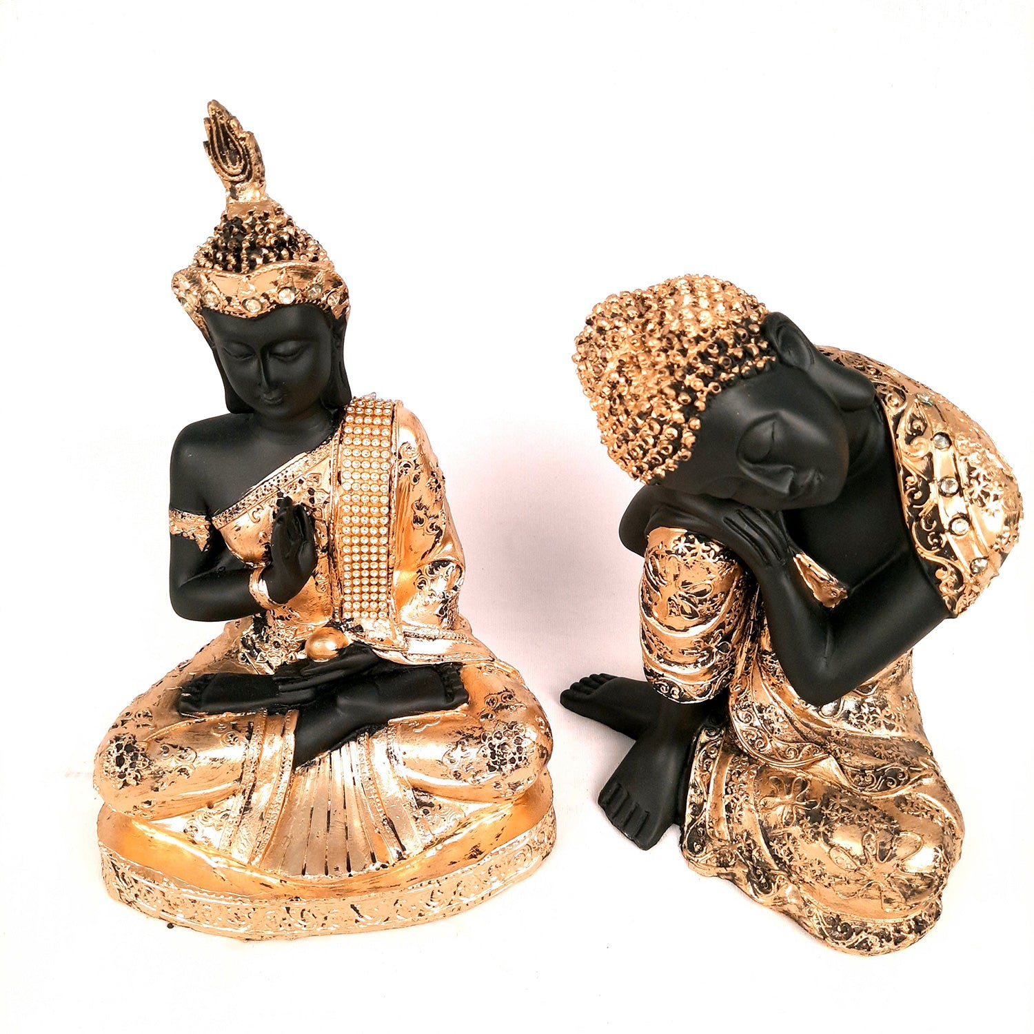 Buddha Home Decor - for Peace & Wealth - 10 Inch Set of 2- Apkamart