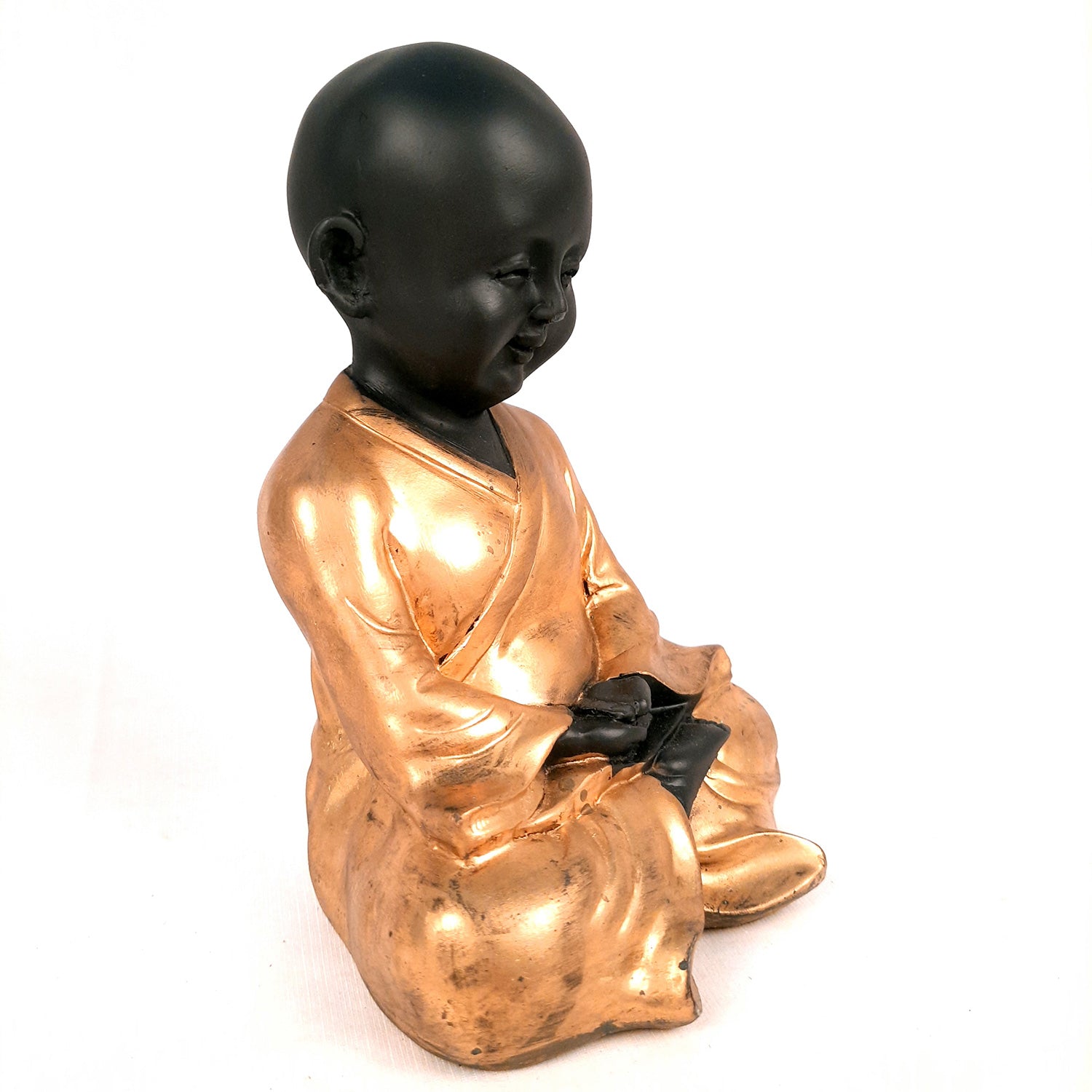 Baby Monk Showpiece with Rustic Look | Feng Shui Decor - For Good Luck, Home, Table, Office Decor & Gift - 7 Inch - apkamart