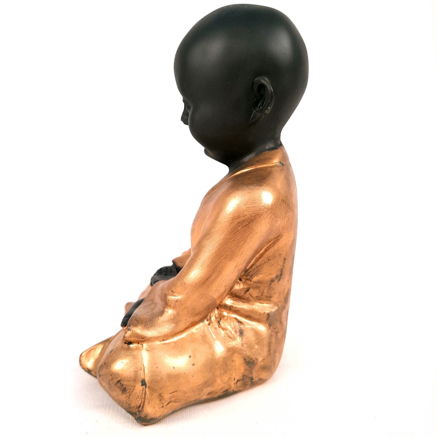 Baby Monk Showpiece with Rustic Look | Feng Shui Decor - For Good Luck, Home, Table, Office Decor & Gift - 7 Inch - apkamart