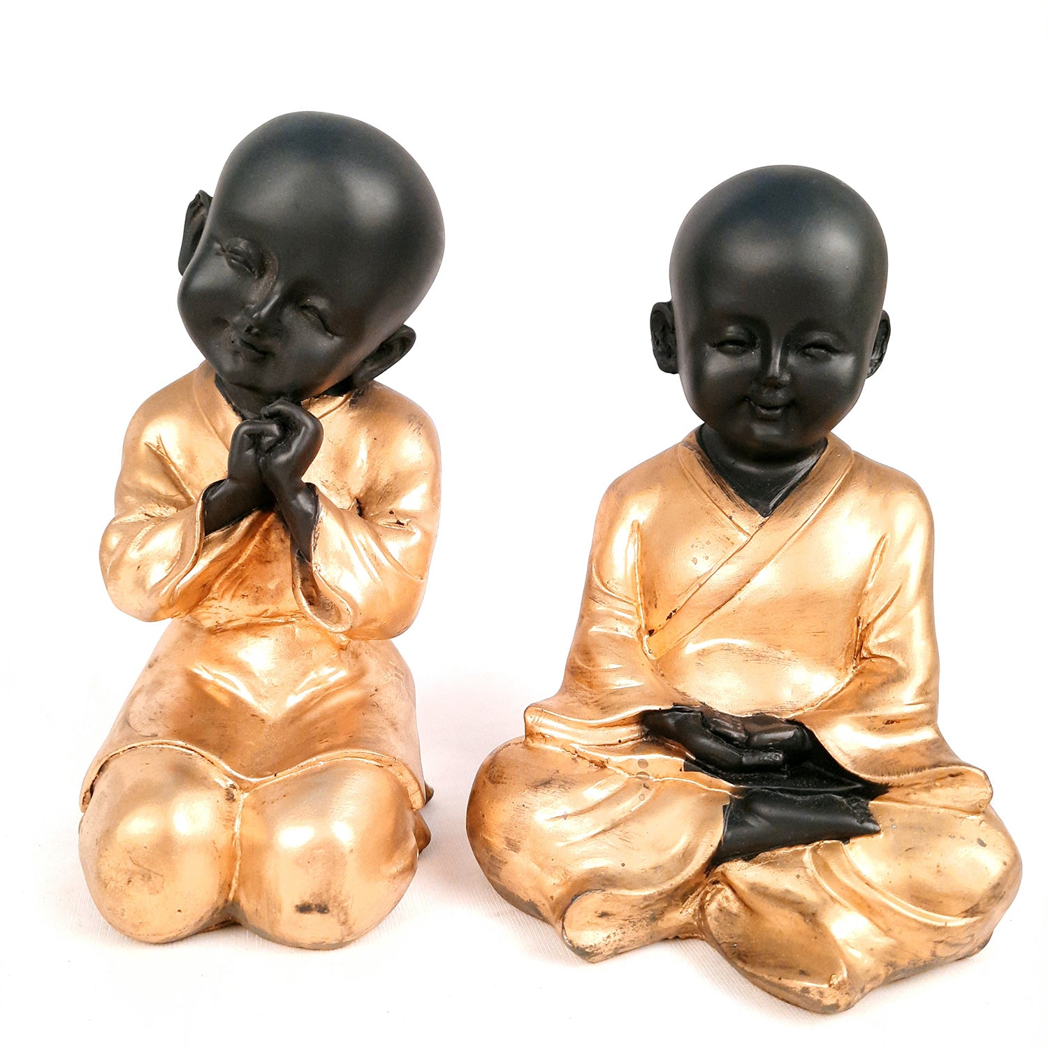 Baby Monk Showpiece | Feng Shui Decor - For Good Luck, Home, Table, Office Decor & Gift - 7 inch (Set of 2)- Apkamart