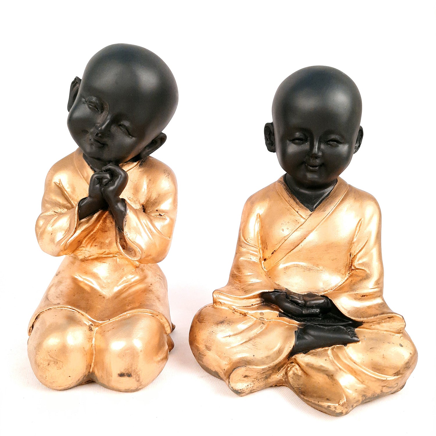 Baby Monk Showpiece | Feng Shui Decor - For Good Luck, Home, Table, Office Decor & Gift - 7 inch (Set of 2)- Apkamart