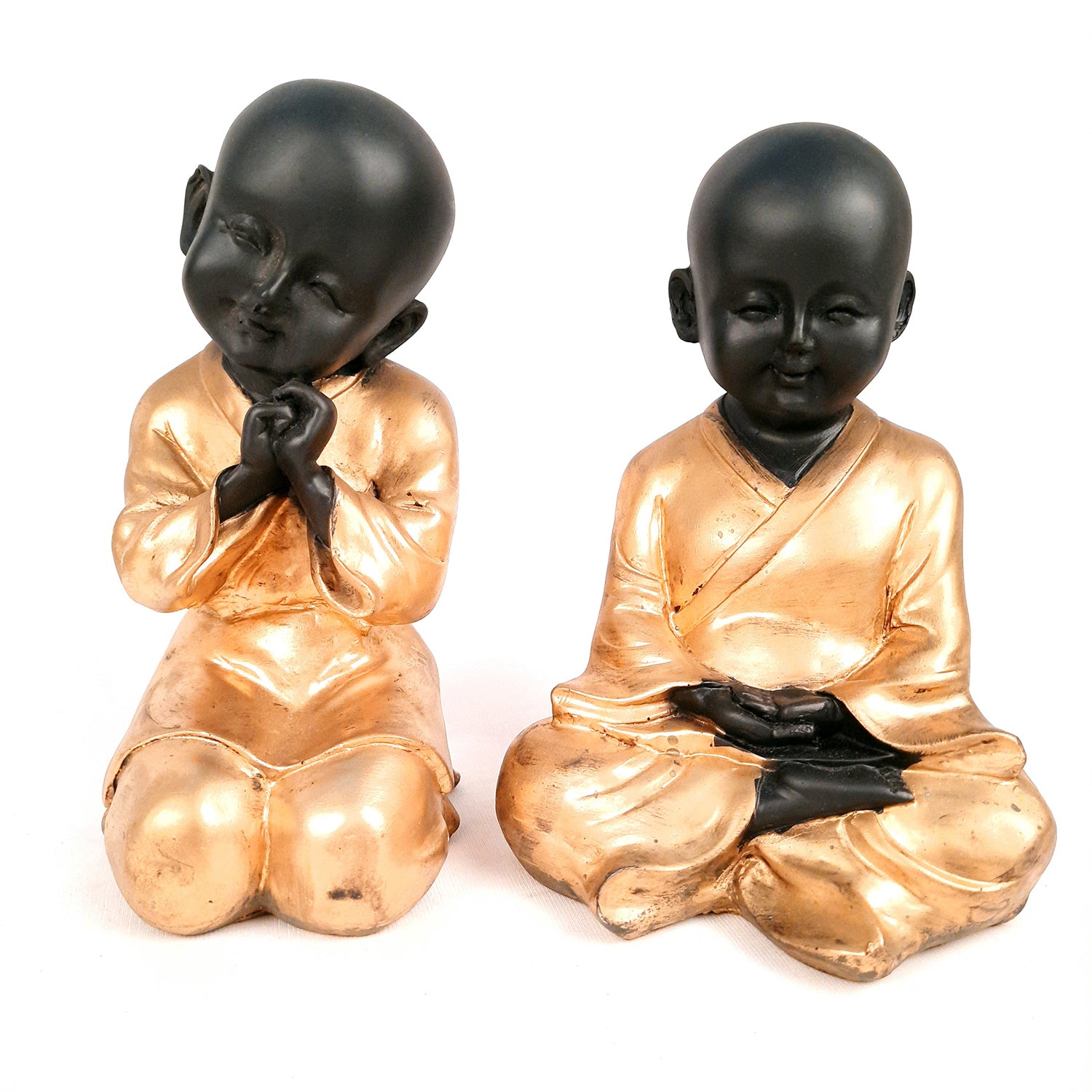 Baby Monk Showpiece | Feng Shui Decor - For Good Luck, Home, Table, Office Decor & Gift - 7 inch (Set of 2)- Apkamart