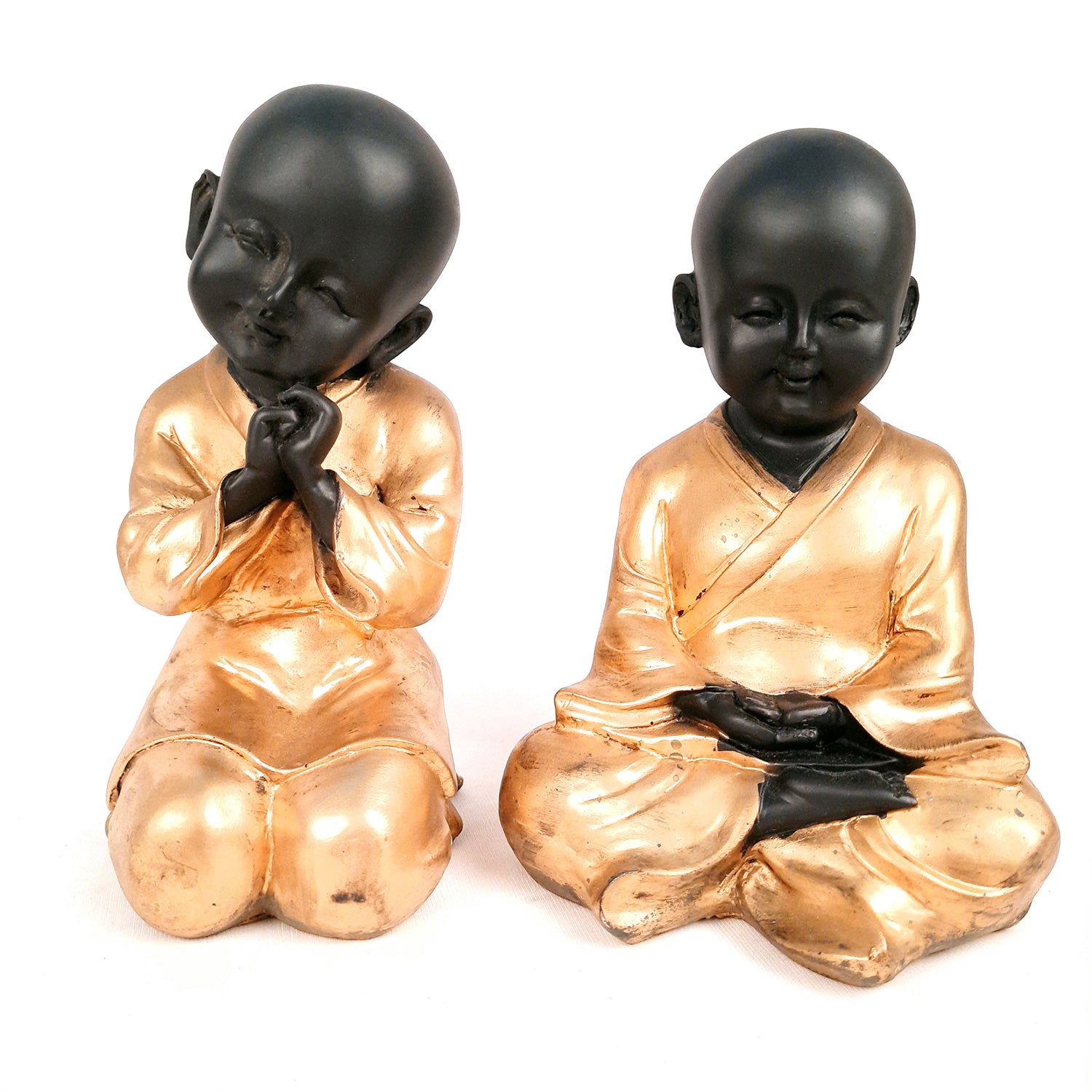 Baby Monk Showpiece | Feng Shui Decor - For Good Luck, Home, Table, Office Decor & Gift - 7 inch (Set of 2)- Apkamart