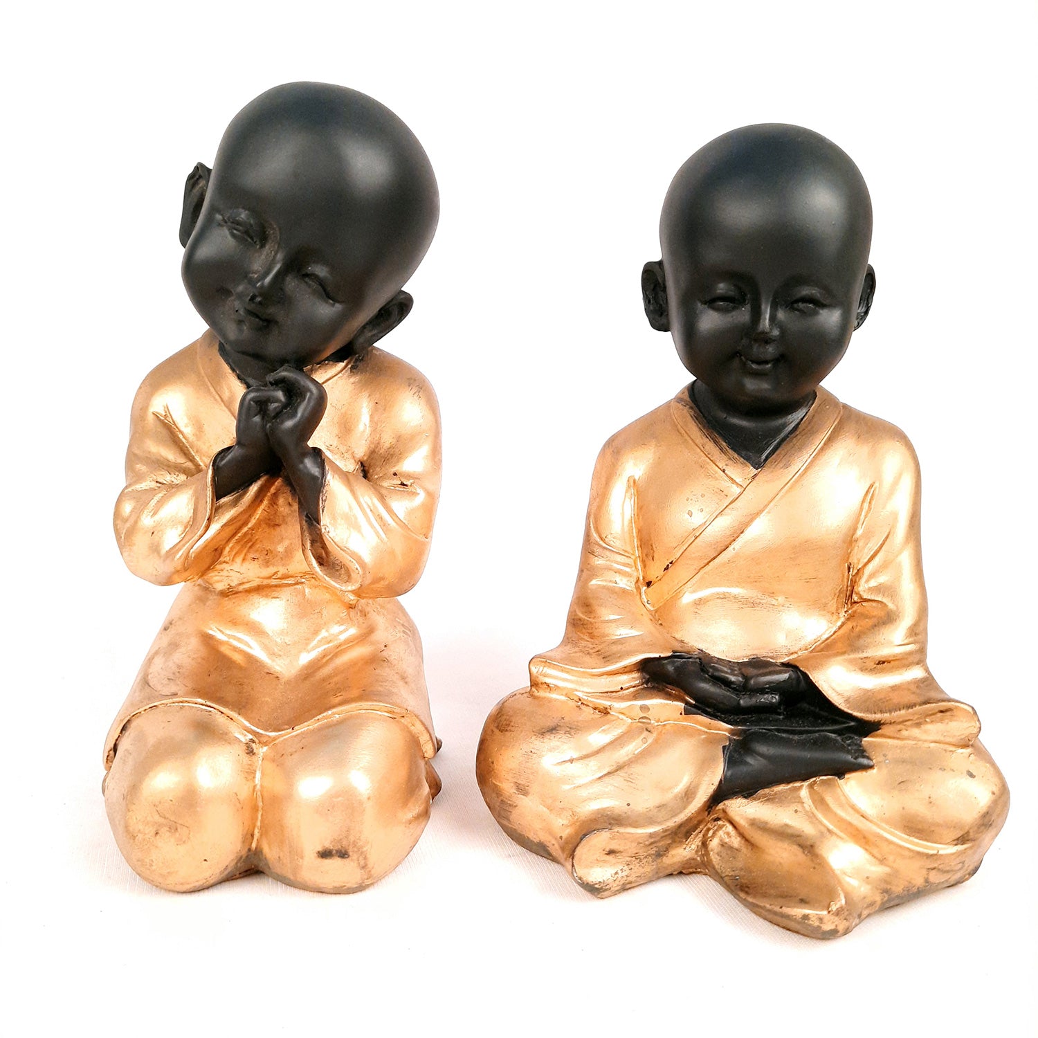 Baby Monk Showpiece | Feng Shui Decor - For Good Luck, Home, Table, Office Decor & Gift - 7 inch (Set of 2)- Apkamart