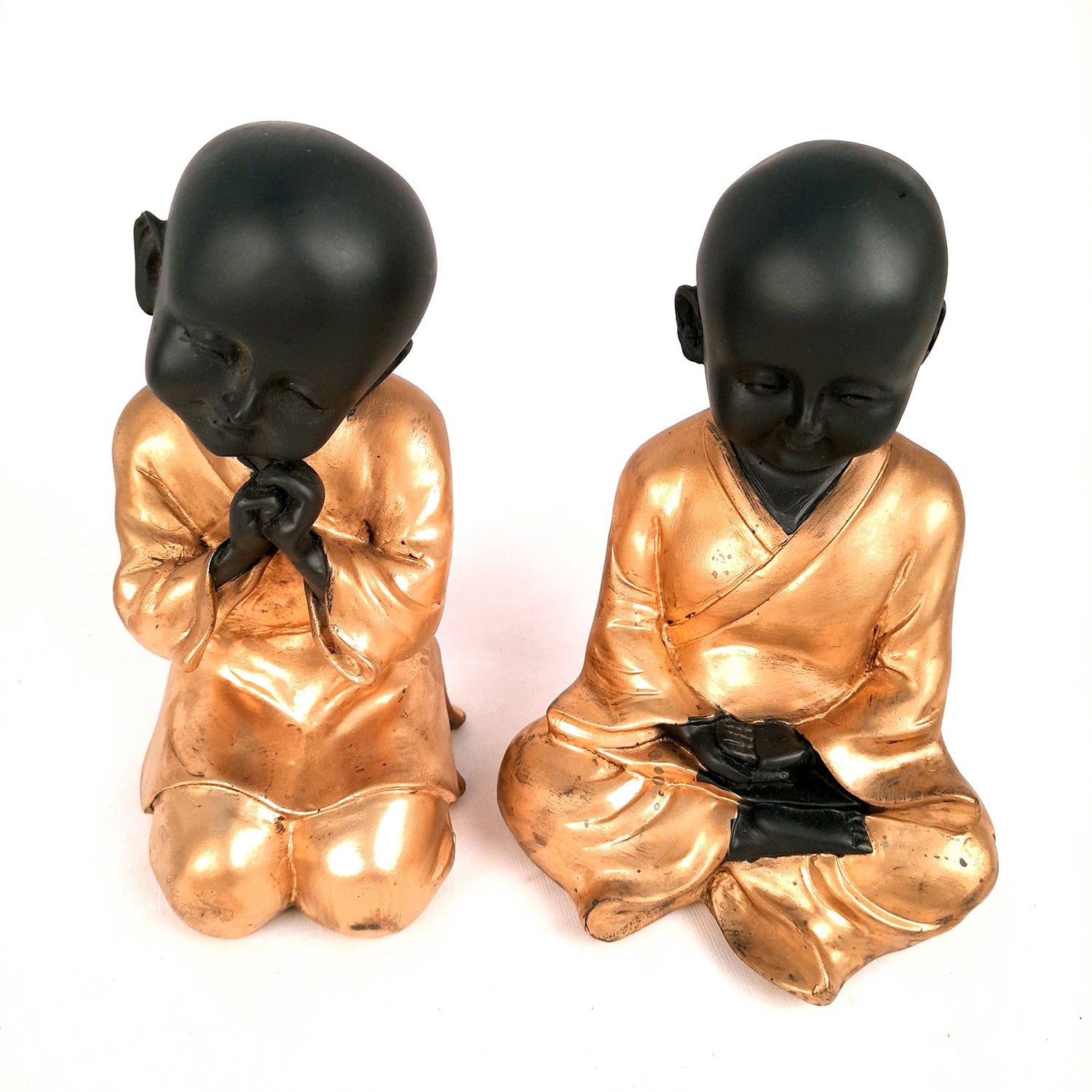 Baby Monk Showpiece | Feng Shui Decor - For Good Luck, Home, Table, Office Decor & Gift - 7 inch (Set of 2)- Apkamart