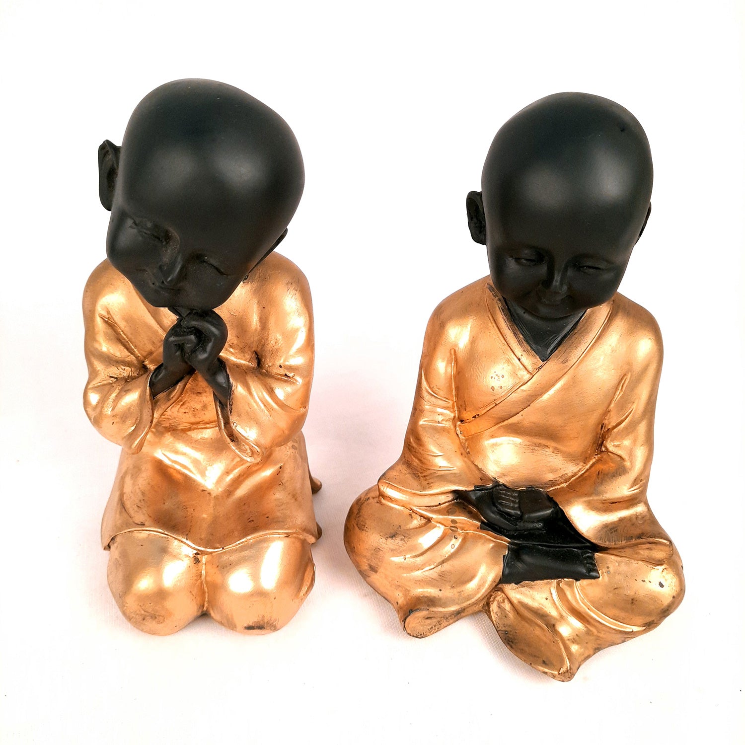 Baby Monk Showpiece | Feng Shui Decor - For Good Luck, Home, Table, Office Decor & Gift - 7 inch (Set of 2)- Apkamart