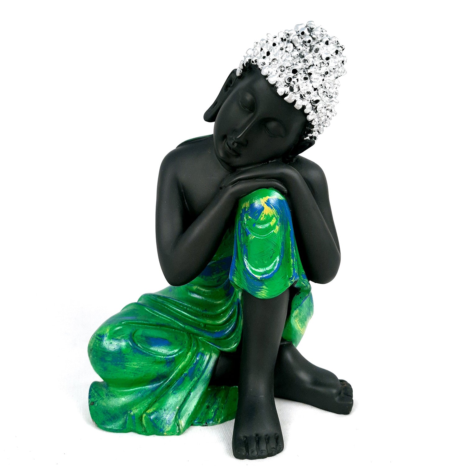 Buddha Statue with Rustic Look | Lord Gautam Buddha Showpiece in Relaxing Pose - For Living room, Home, Table, Office Decor & Gift - 8 Inch - apkamart