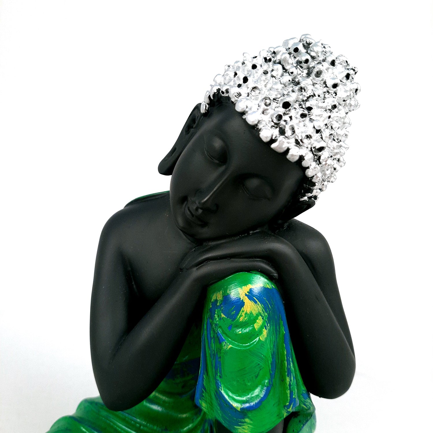 Buddha Statue with Rustic Look | Lord Gautam Buddha Showpiece in Relaxing Pose - For Living room, Home, Table, Office Decor & Gift - 8 Inch - apkamart