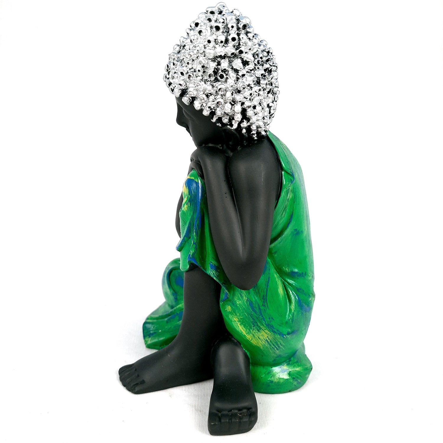 Buddha Statue with Rustic Look | Lord Gautam Buddha Showpiece in Relaxing Pose - For Living room, Home, Table, Office Decor & Gift - 8 Inch - apkamart