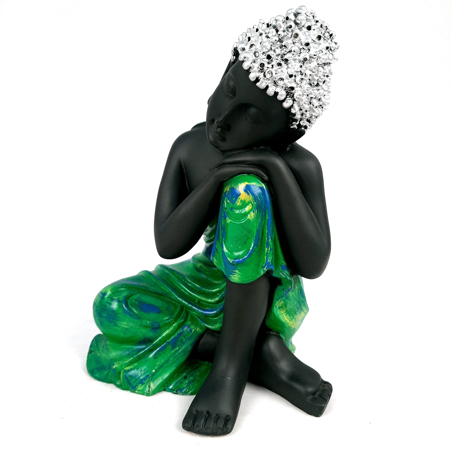 Buddha Statue with Rustic Look | Lord Gautam Buddha Showpiece in Relaxing Pose - For Living room, Home, Table, Office Decor & Gift - 8 Inch - apkamart