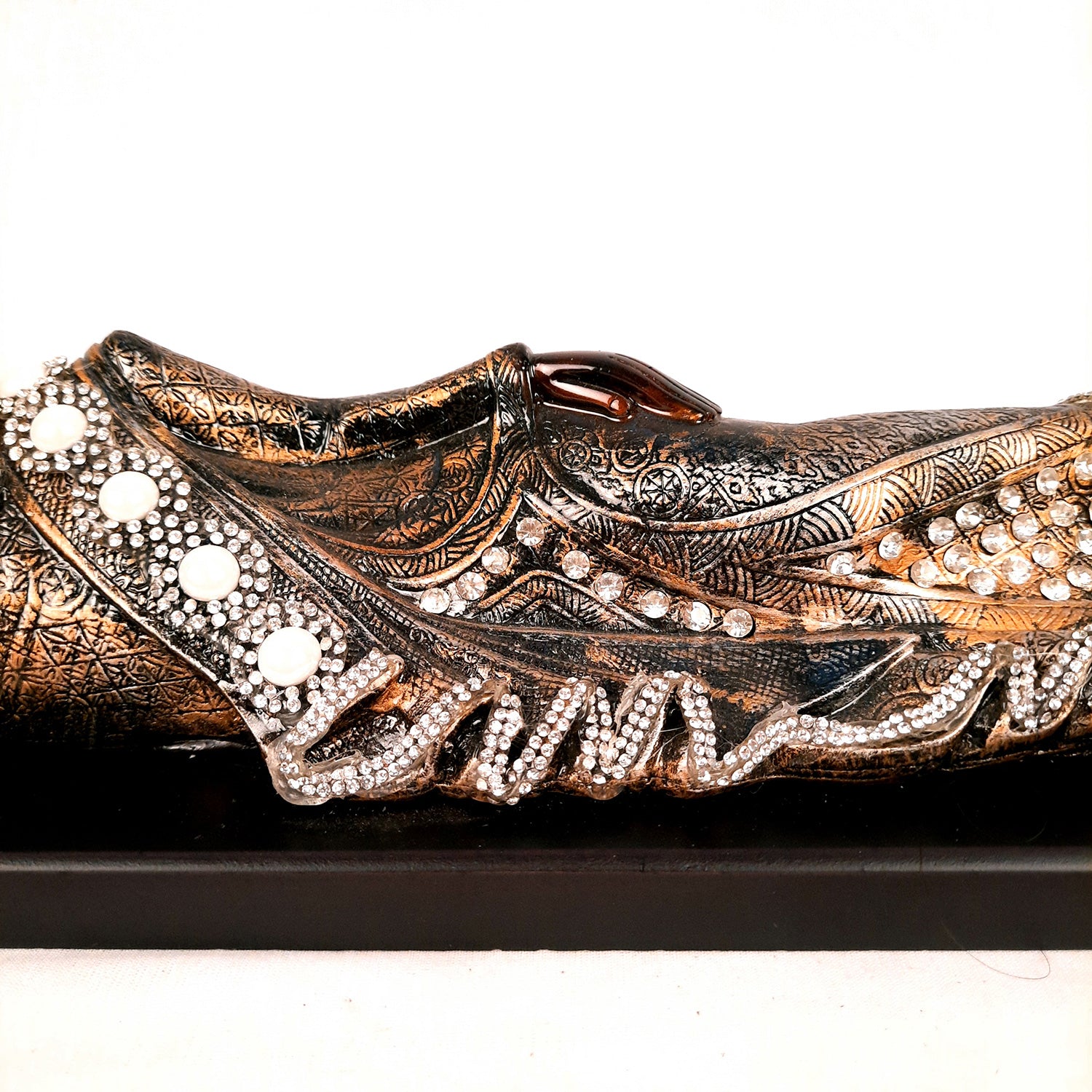 Buddha Statue with Rustic Look | Lord Gautam Buddha Showpiece in Sleeping Pose - For Living room, Home, Table, Office Decor & Gift- 14 Inch - apkamart