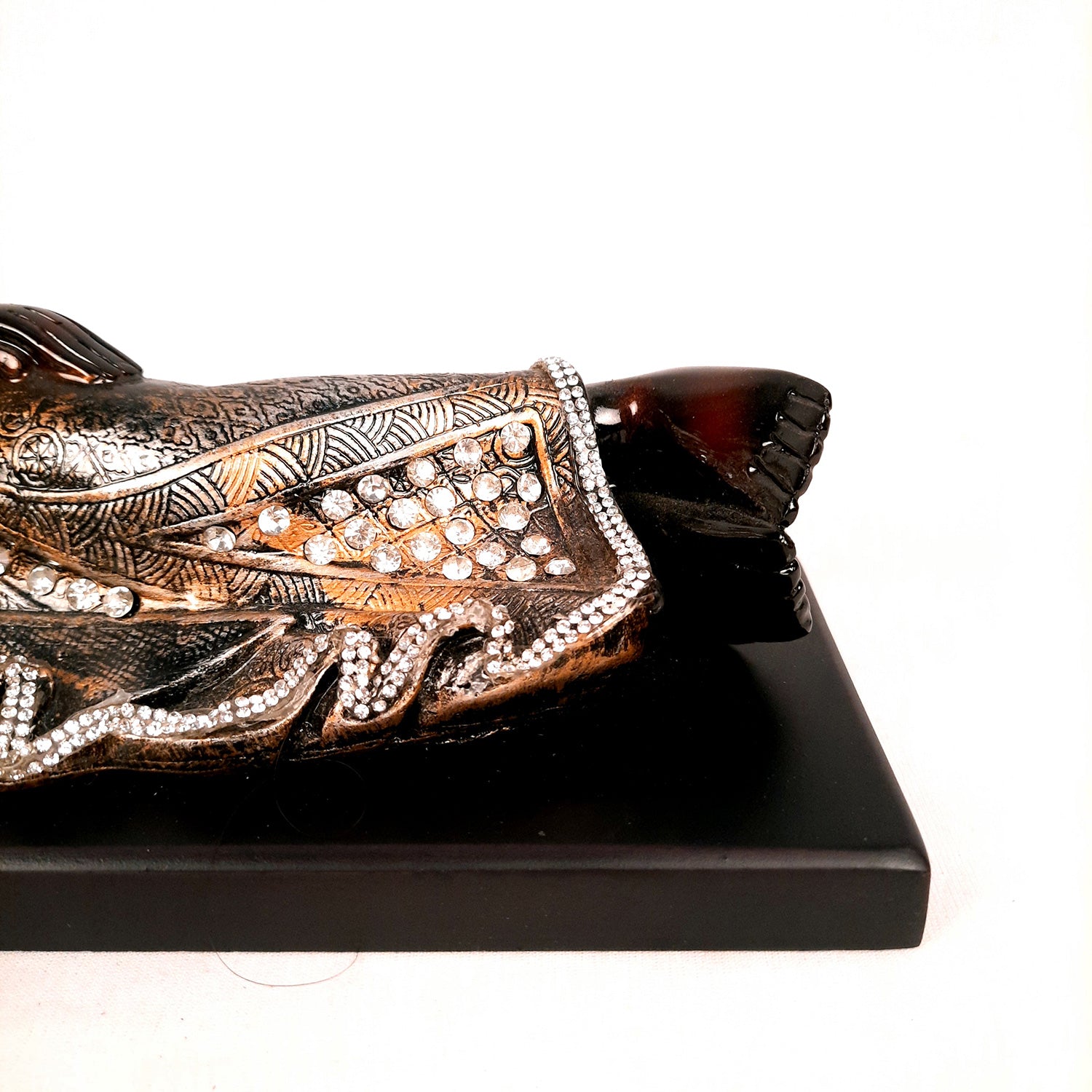 Buddha Statue with Rustic Look | Lord Gautam Buddha Showpiece in Sleeping Pose - For Living room, Home, Table, Office Decor & Gift- 14 Inch - apkamart