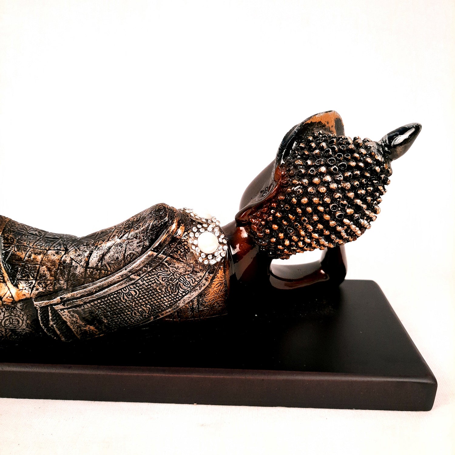 Buddha Statue with Rustic Look | Lord Gautam Buddha Showpiece in Sleeping Pose - For Living room, Home, Table, Office Decor & Gift- 14 Inch - apkamart