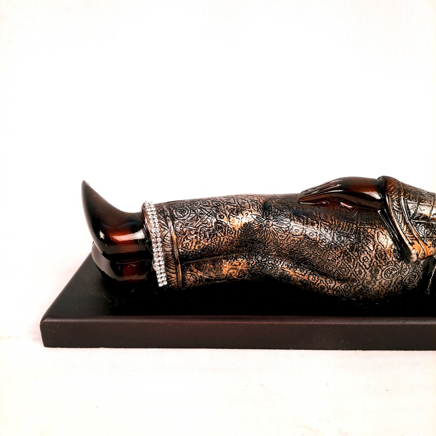 Buddha Statue with Rustic Look | Lord Gautam Buddha Showpiece in Sleeping Pose - For Living room, Home, Table, Office Decor & Gift- 14 Inch - apkamart