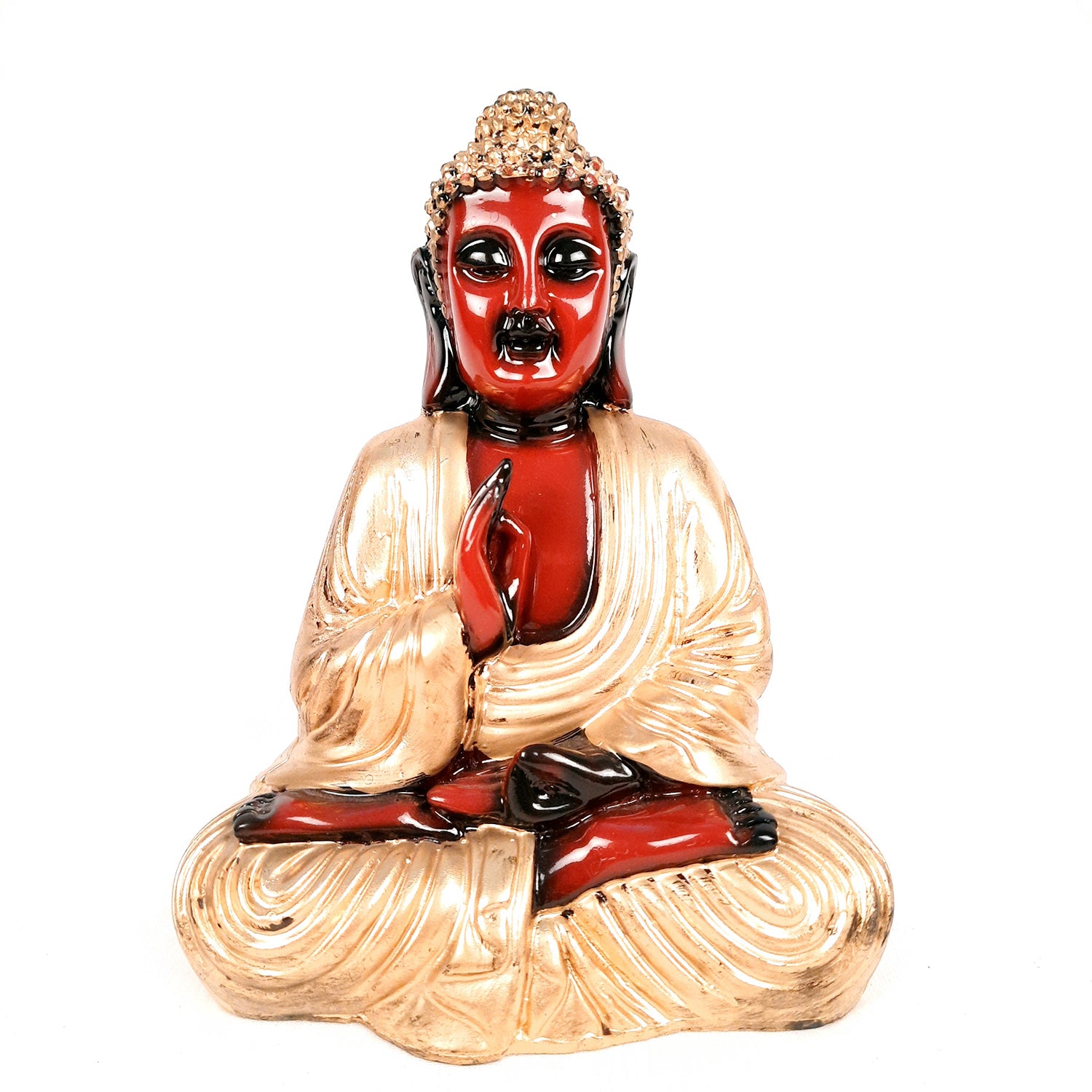 Buddha Statue with Rustic Look | Lord Gautam Buddha Showpiece in blessing Pose - For Living room, Home, Table, Office Decor & Gift - 7 Inch - apkamart