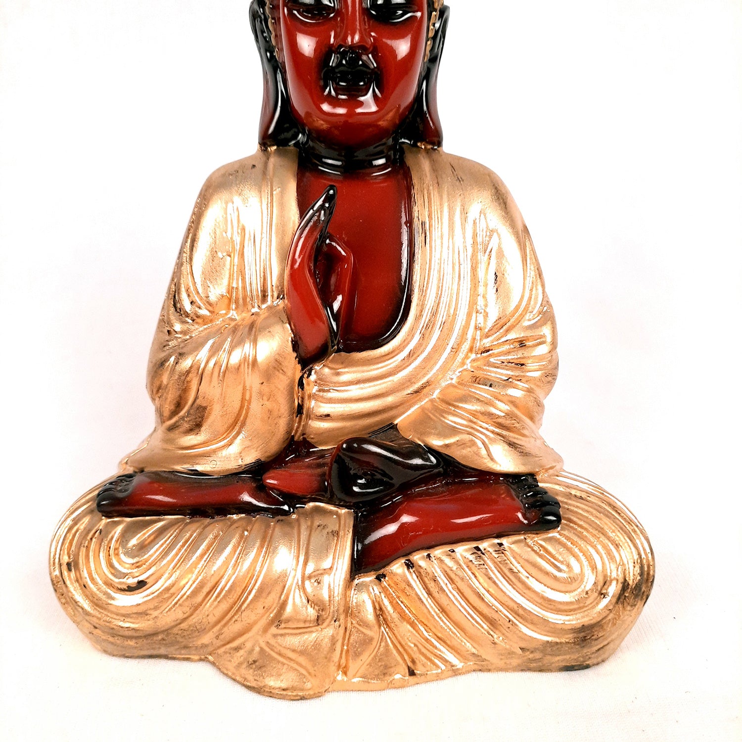 Buddha Statue with Rustic Look | Lord Gautam Buddha Showpiece in blessing Pose - For Living room, Home, Table, Office Decor & Gift - 7 Inch - apkamart