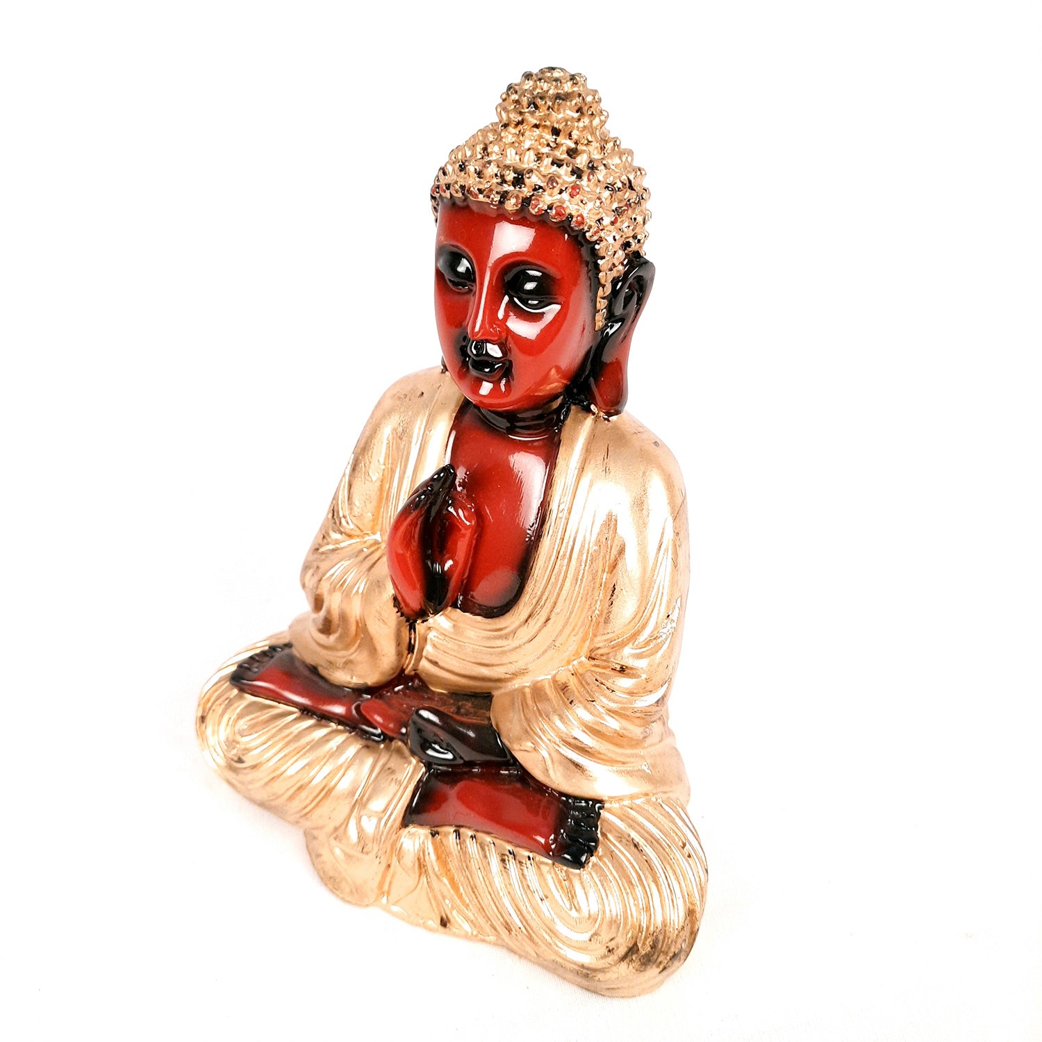 Buddha Statue with Rustic Look | Lord Gautam Buddha Showpiece in blessing Pose - For Living room, Home, Table, Office Decor & Gift - 7 Inch - apkamart