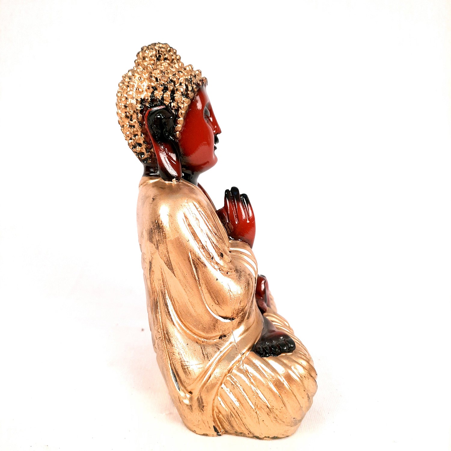 Buddha Statue with Rustic Look | Lord Gautam Buddha Showpiece in blessing Pose - For Living room, Home, Table, Office Decor & Gift - 7 Inch - apkamart